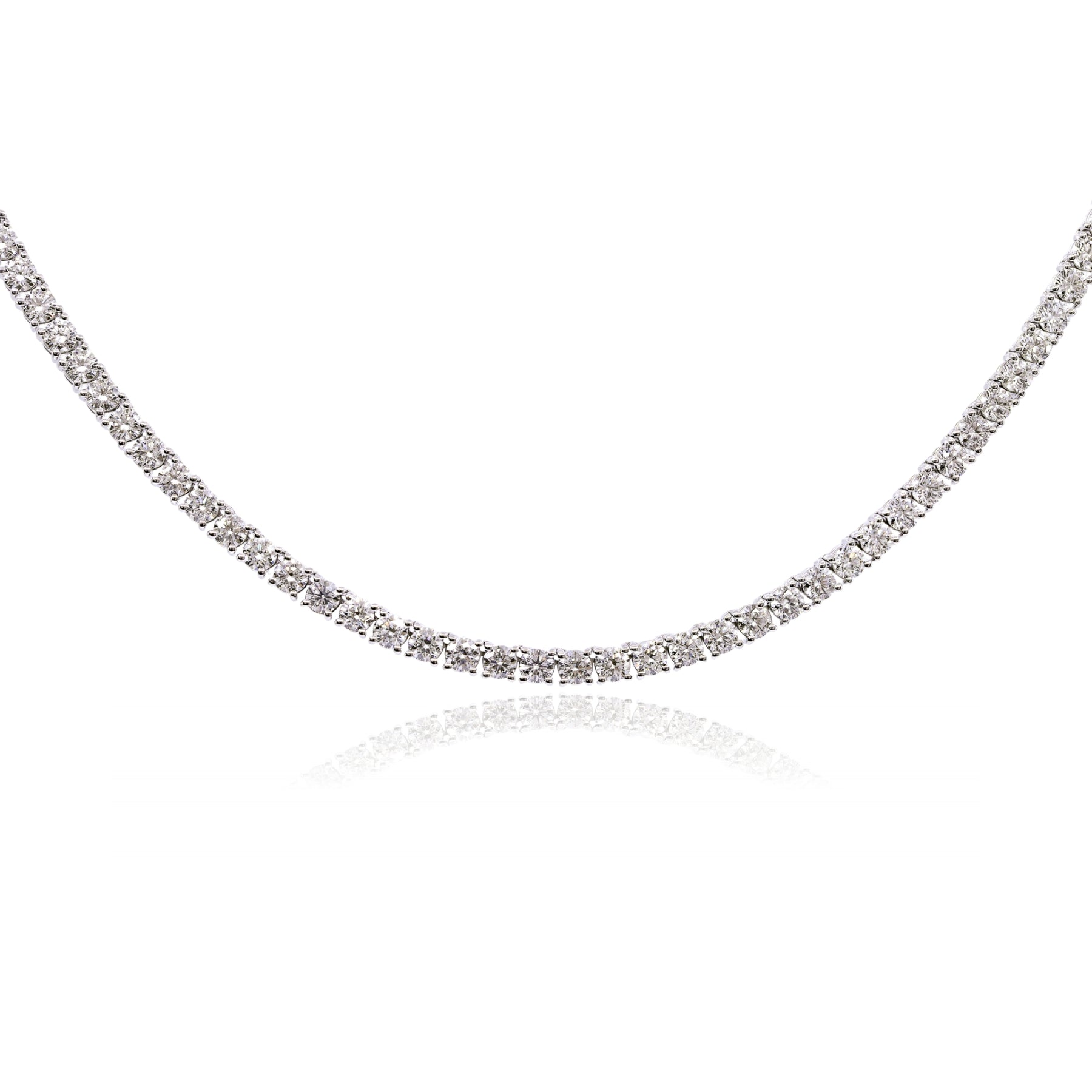 14K WHITE GOLD DIAMOND TENNIS NECKLACE - 18.50CTW