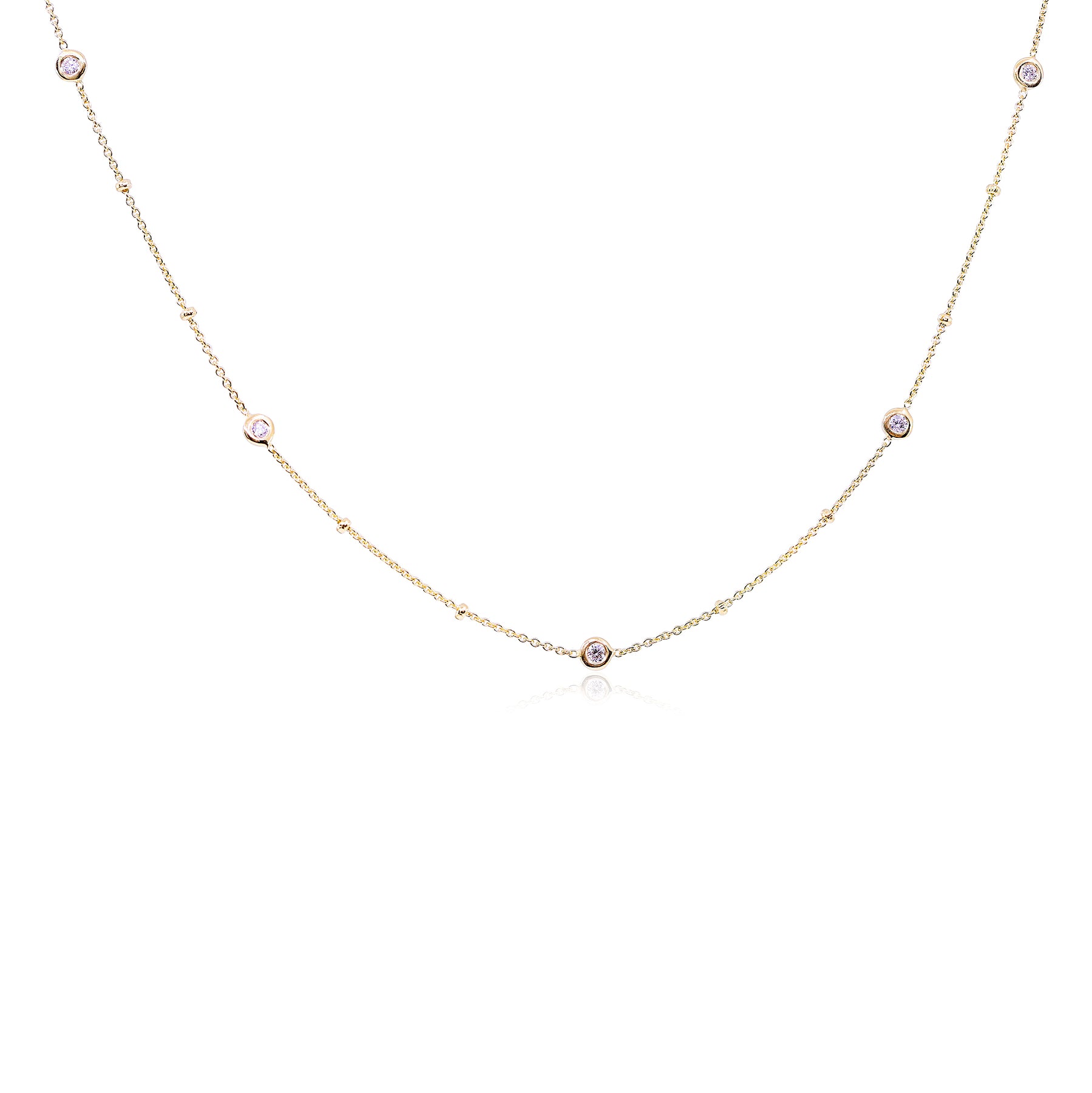 14K YELLOW GOLD DIAMONDS-BY-THE-YARD NECKLACE - 0.33CTW