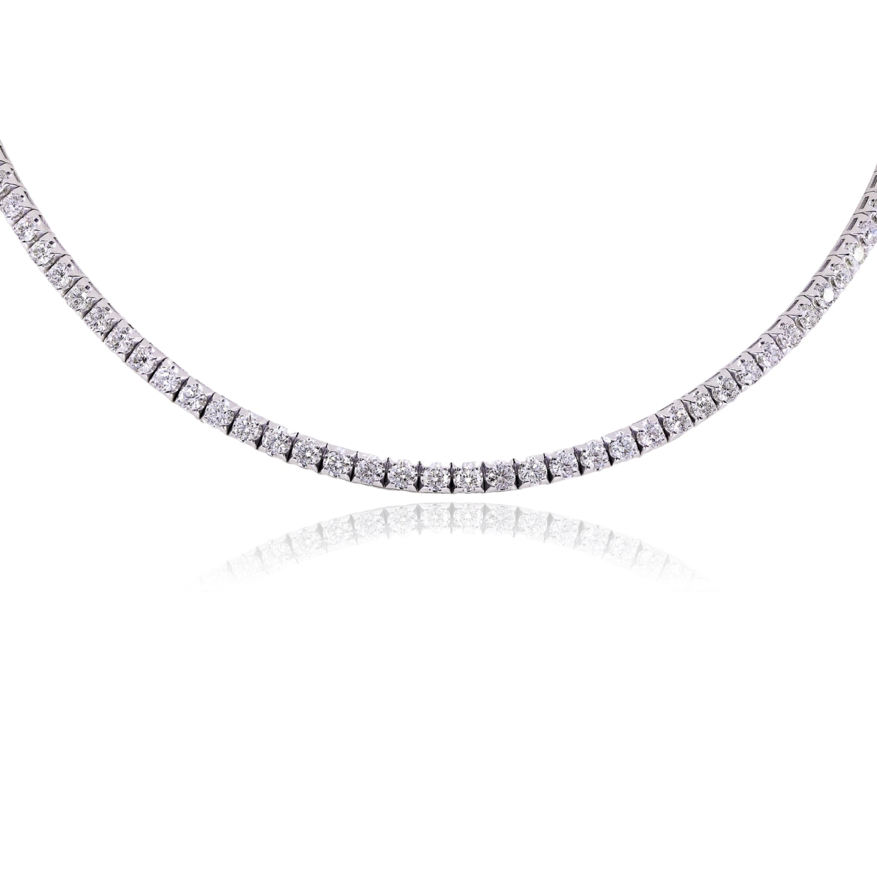 14K WHITE GOLD DIAMOND TENNIS NECKLACE - 9.42CTW