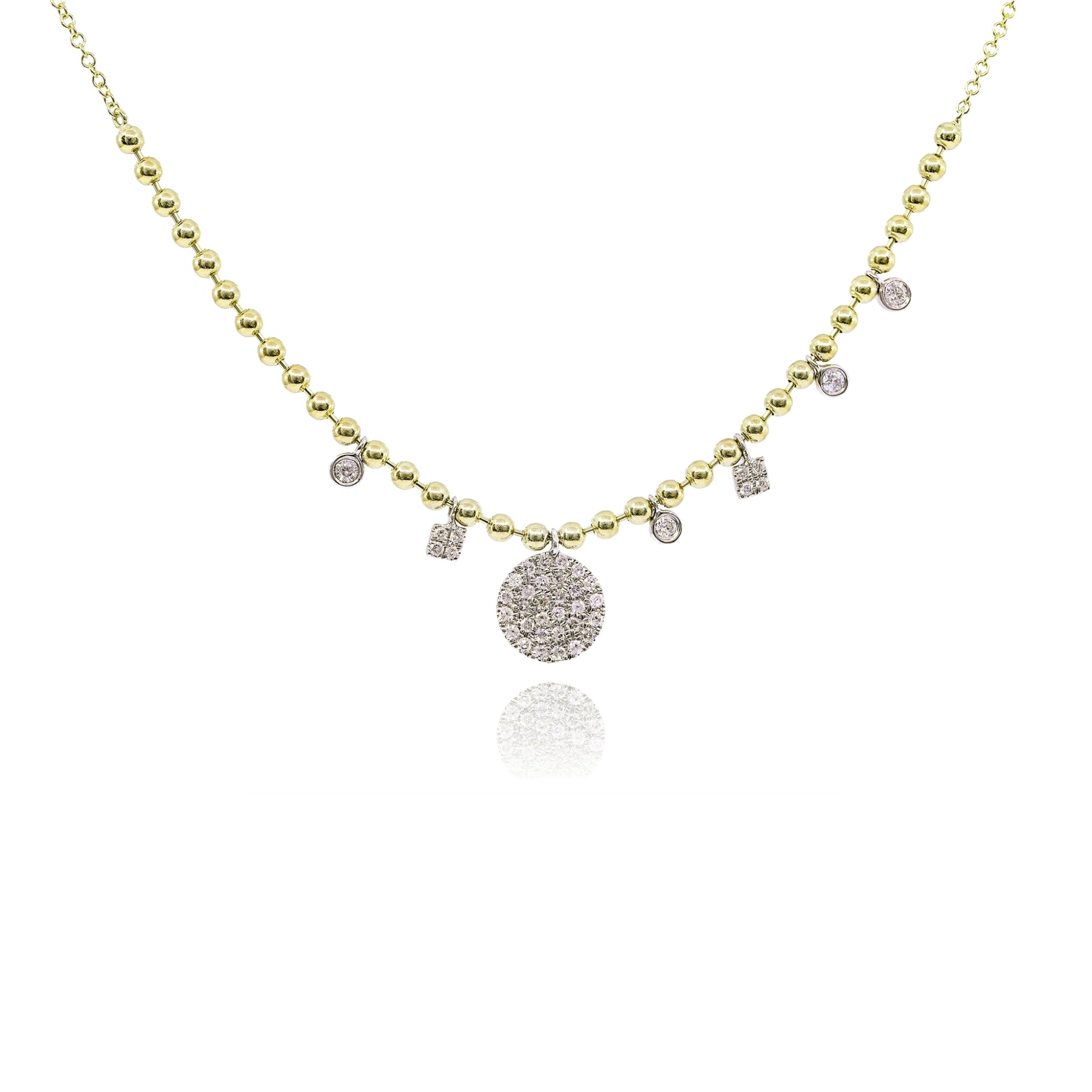 MEIRA T 14K YELLOW GOLD DIAMOND PAVE DISC NECKLACE - 0.33CTW