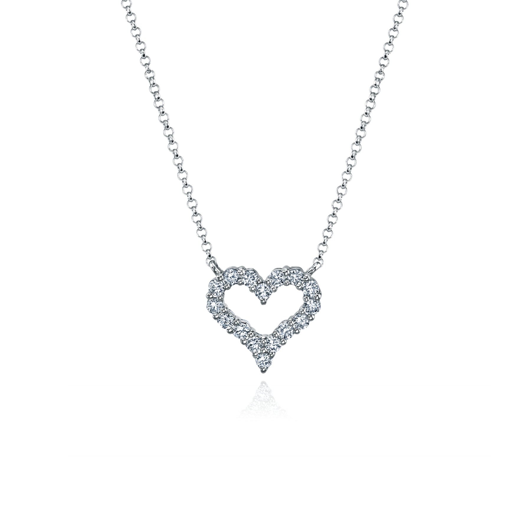 18K WHITE GOLD DIAMOND HEART NECKLACE - 0.27CTW