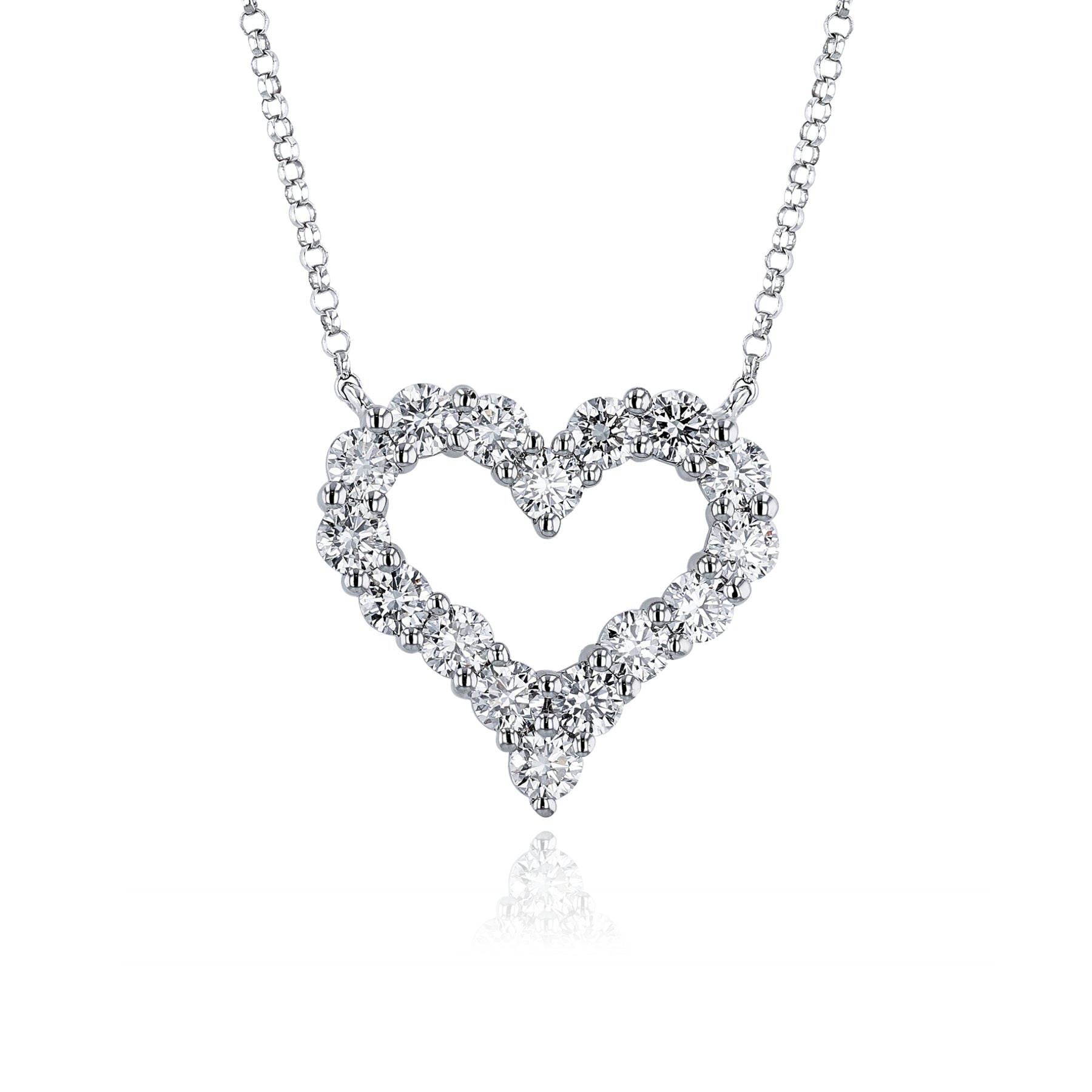 18K WHITE GOLD DIAMOND HEART NECKLACE - 2.53CTW