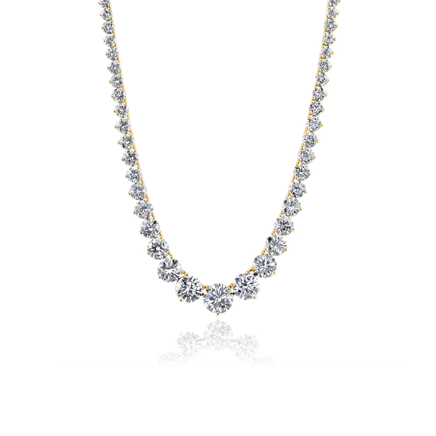 18K YELLOW GOLD DIAMOND RIVIERA NECKLACE - 13.43CTW