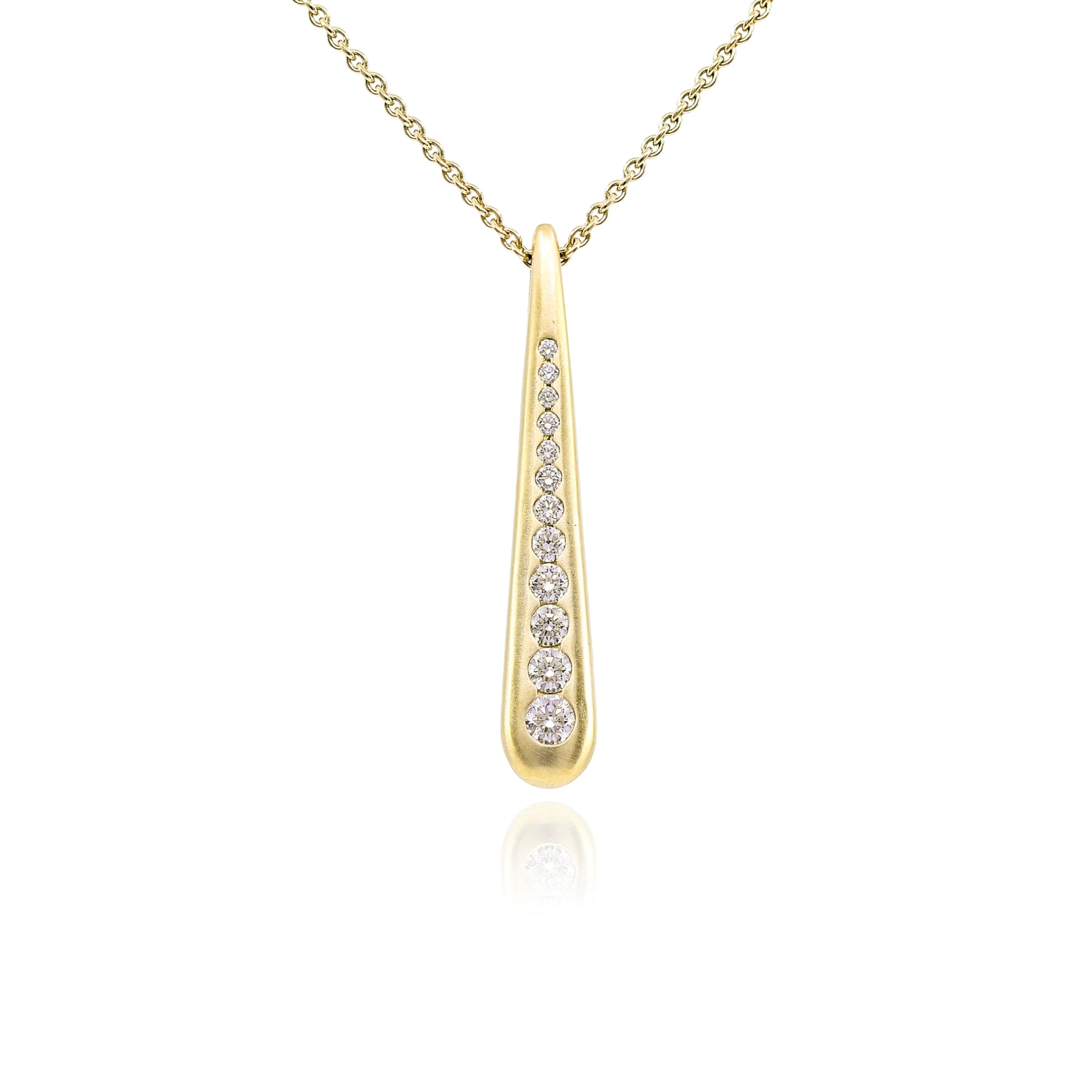 MARK PATTERSON 18K YELLOW GOLD DIAMOND TANGO STICK PENDANT NECKLACE - 0.27CTW