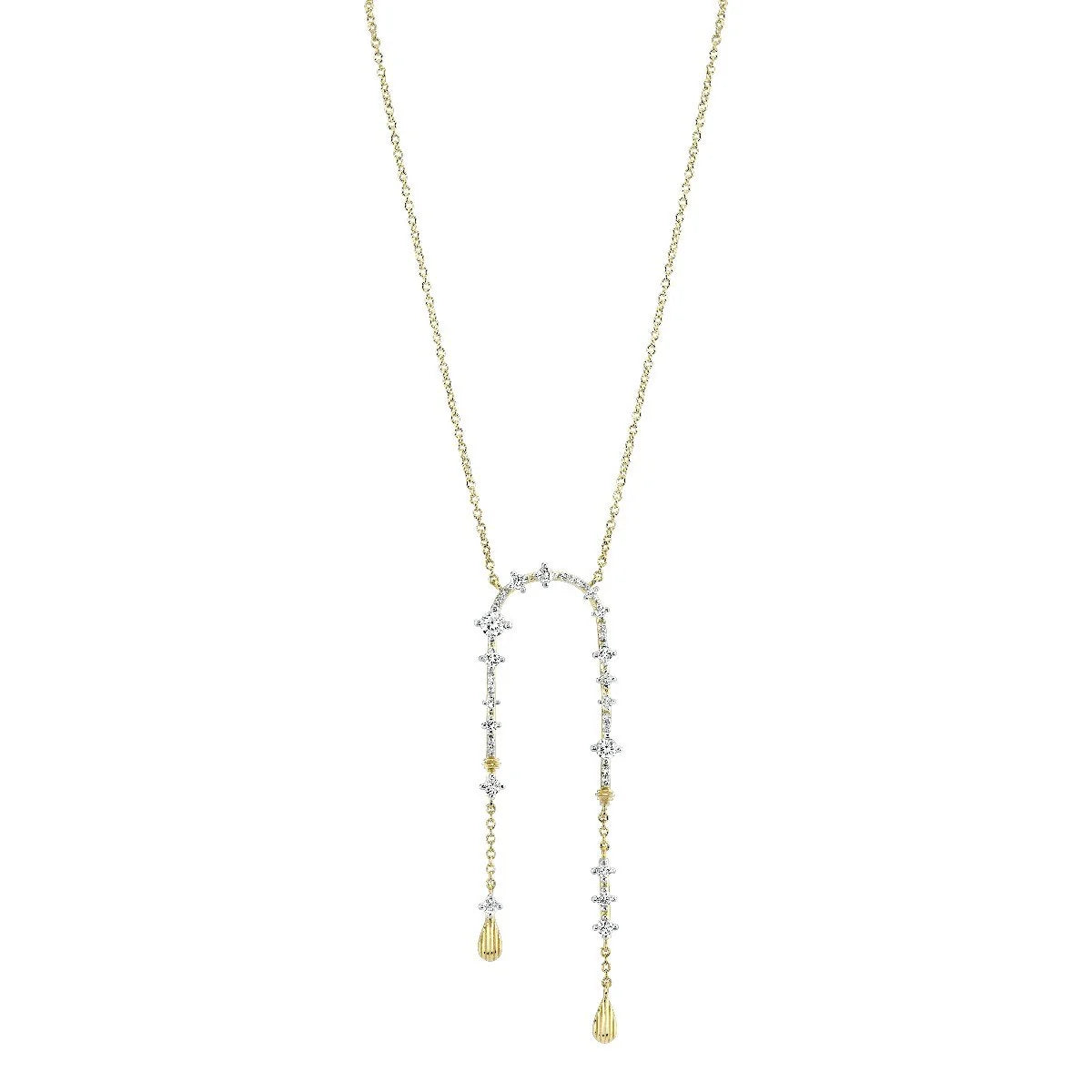 SLOANE STREET 18K YELLOW GOLD DOUBLE DROP CONFETTI DIAMOND NECKLACE - 0.52CTW