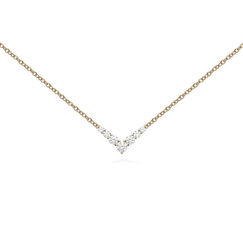 MELISSA KAYE 16-INCH 18K YELLOW GOLD ARIA DIAMOND MINI V-NECKLACE