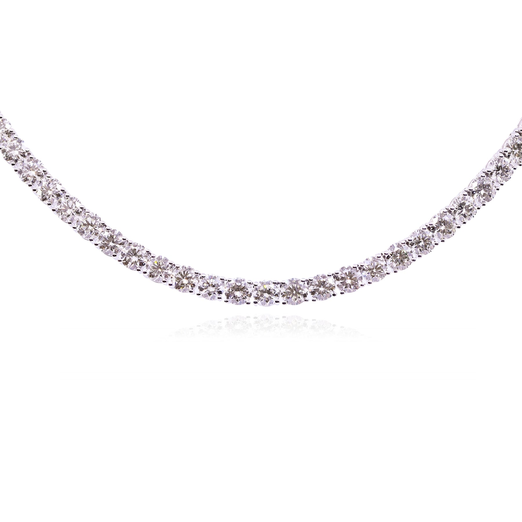 18K WHITE GOLD DIAMOND TENNIS NECKLACE - 43.25CTW