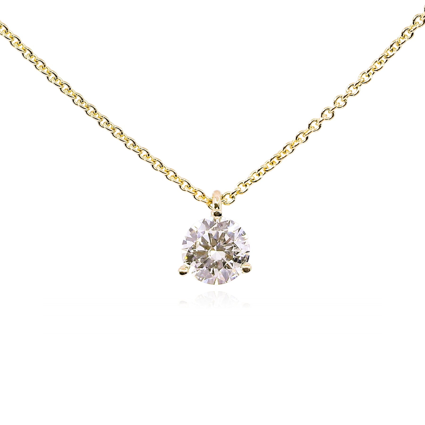 14K YELLOW GOLD DIAMOND SOLITAIRE PENDANT NECKLACE - 1.01CT