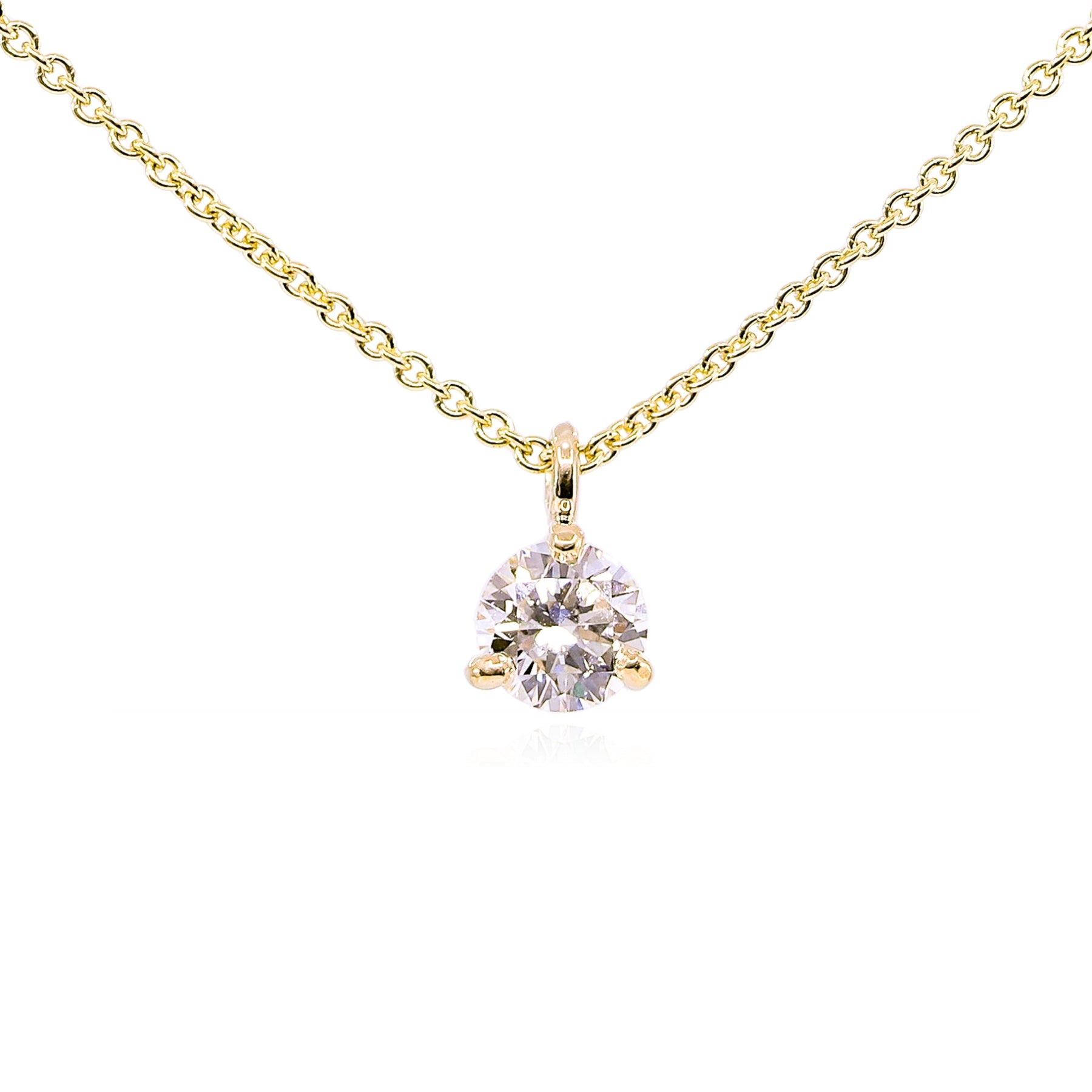 14K YELLOW GOLD DIAMOND SOLITAIRE PENDANT NECKLACE - 0.45CT