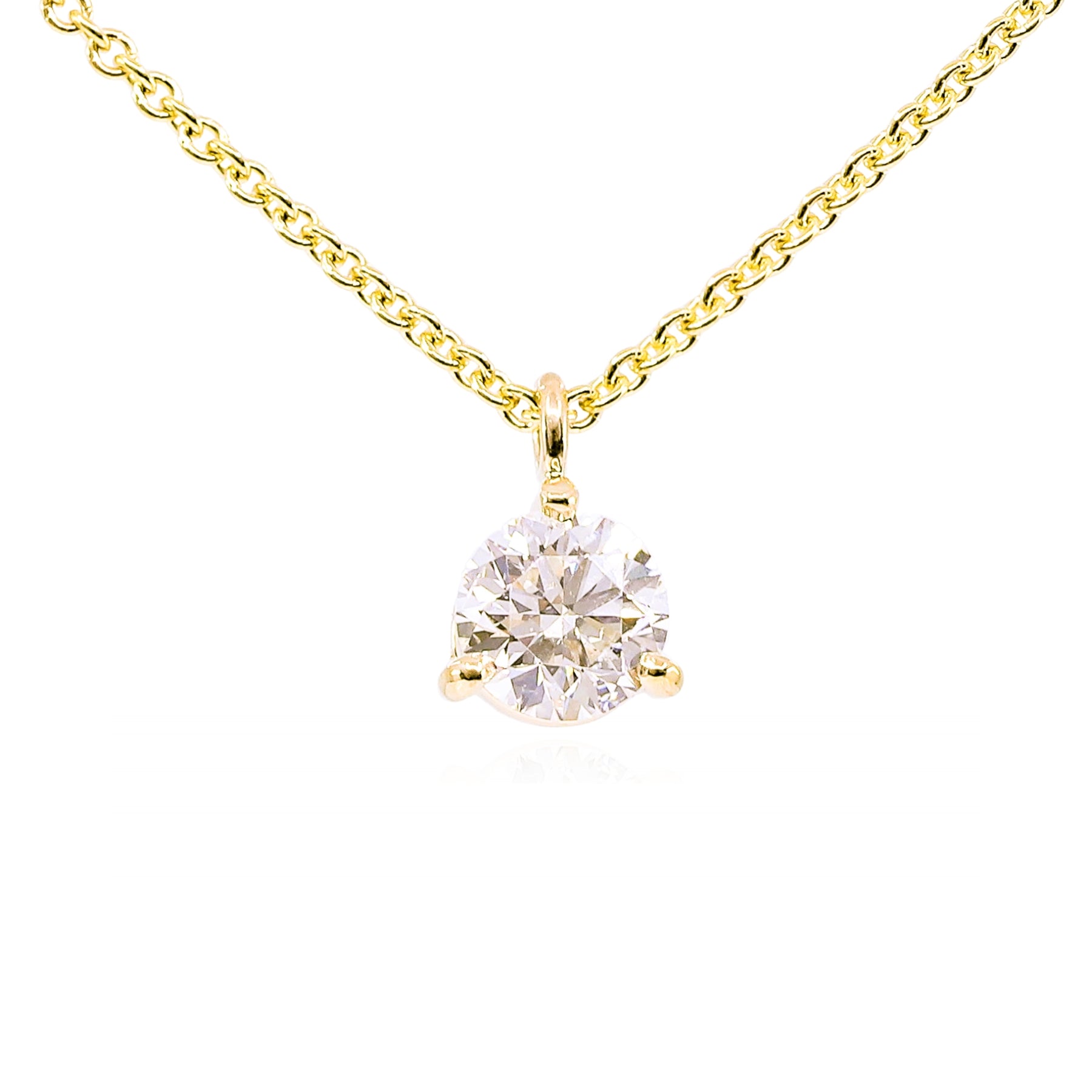 14K YELLOW GOLD DIAMOND SOLITAIRE PENDANT NECKLACE - 0.70CT