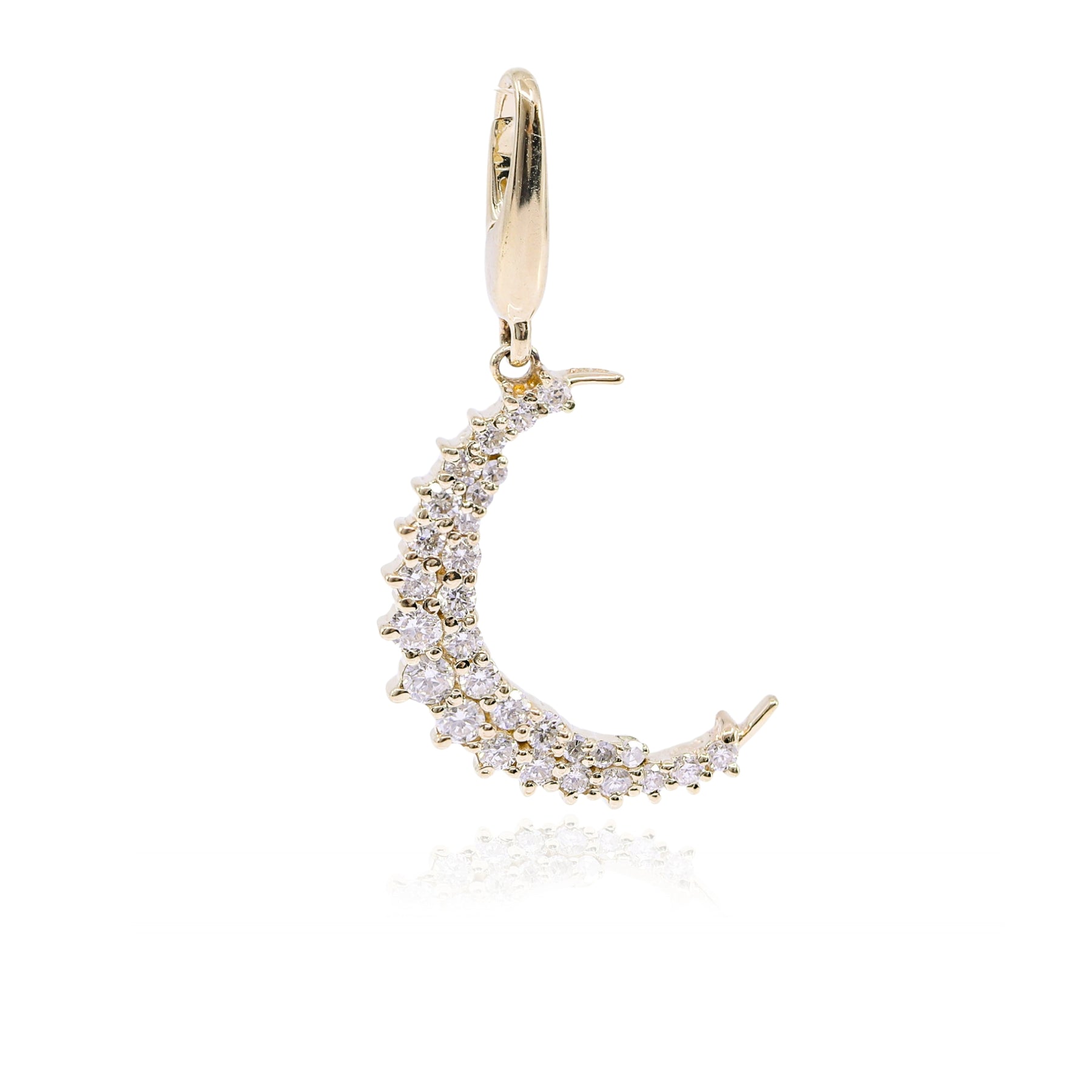 14K YELLOW GOLD DIAMOND CRESCENT MOON CHARM