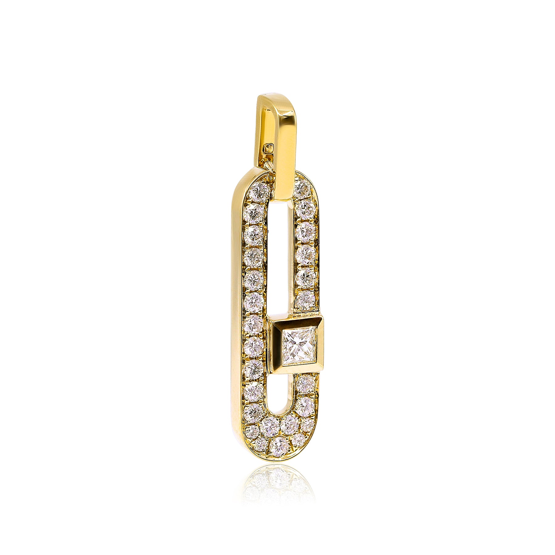 18K YELLOW GOLD DIAMOND PAPERCLIP PENDANT 0.65CTW