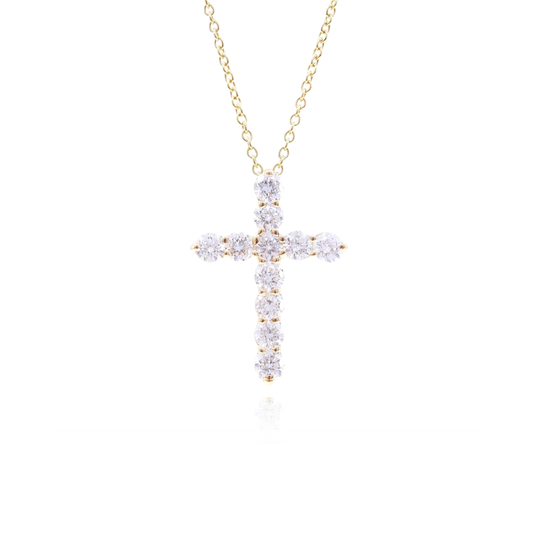 14K YELLOW GOLD DIAMOND CROSS NECKLACE - 1.00CTW