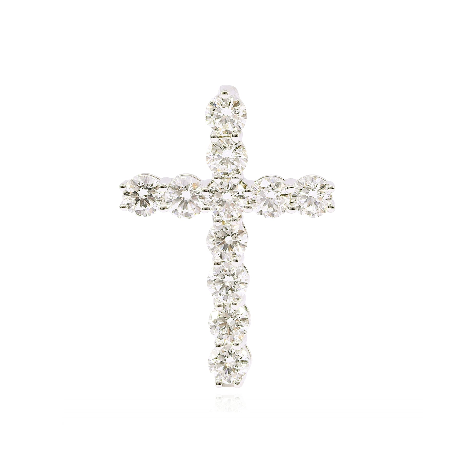 18K WHITE GOLD DIAMOND CROSS PENDANT - 2.50CTW