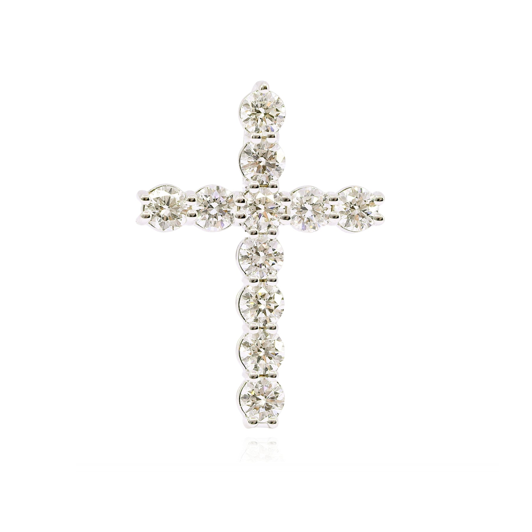 18K WHITE GOLD DIAMOND CROSS PENDANT - 3.11CTW