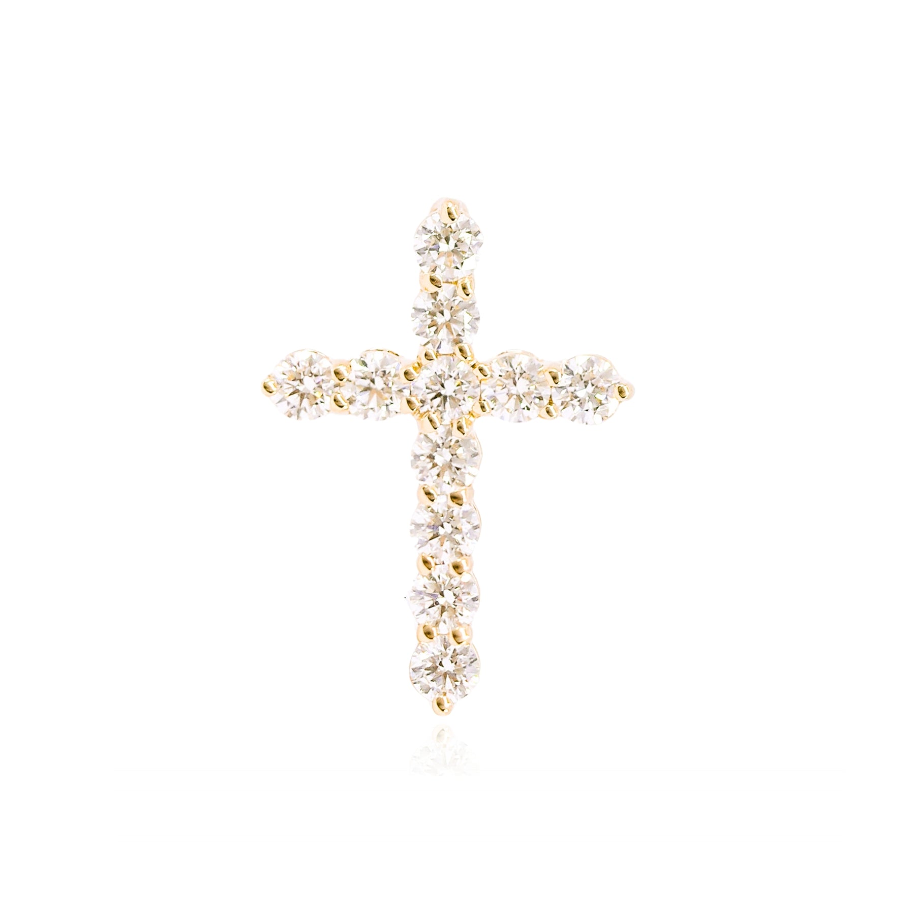 14K YELLOW GOLD DIAMOND CROSS PENDANT - 0.88CTW