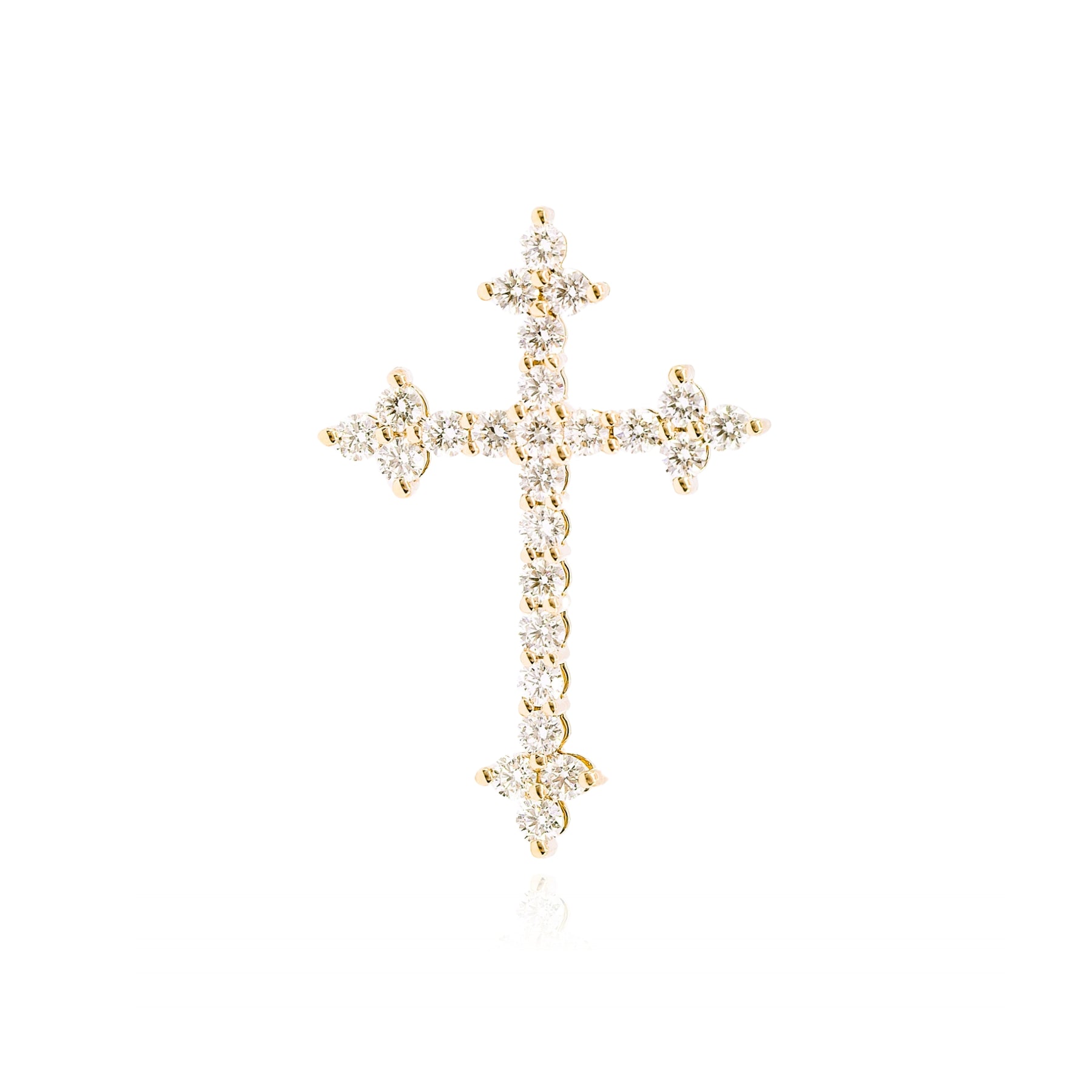 14K YELLOW GOLD DIAMOND CROSS PENDANT - 0.92CTW