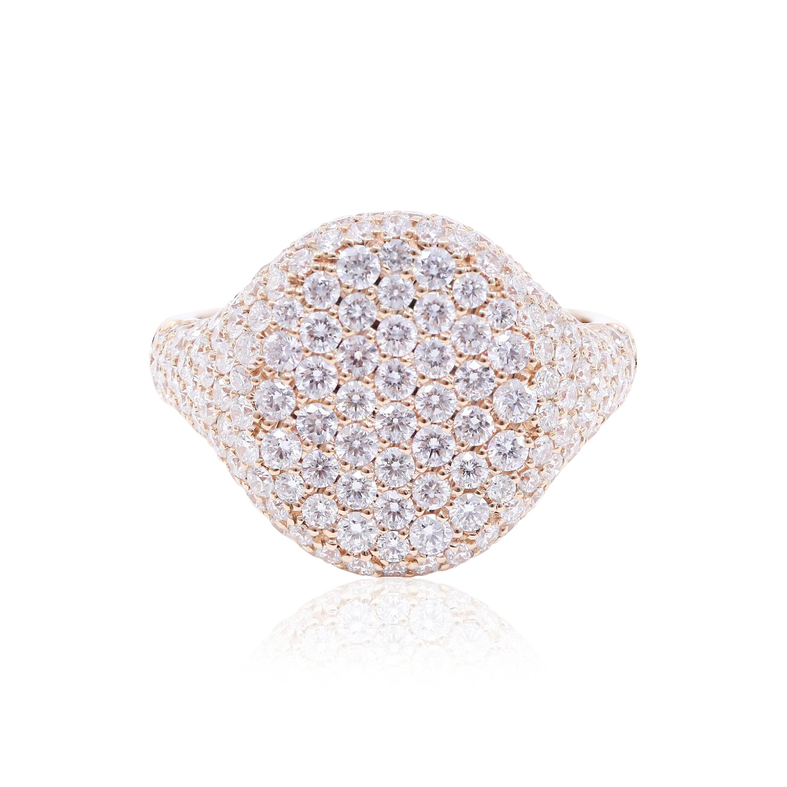 18K ROSE GOLD PAVE DIAMOND FLAT TOP COCKTAIL RING 2.30CTW