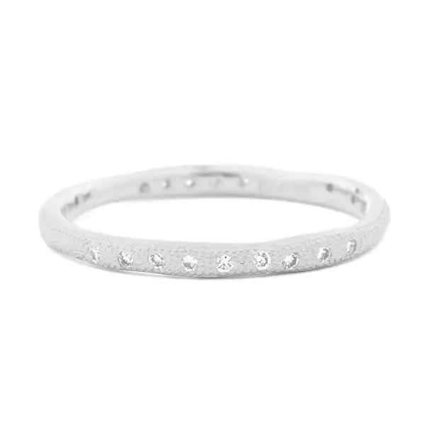 ANNE SPORTUN 14K WHITE GOLD WAVY STARDUST DIAMOND BAND 0.10CTW