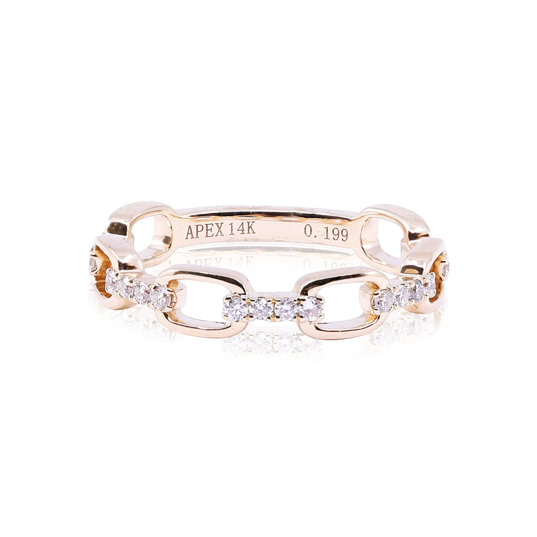 14K YELLOW GOLD CHAIN LINK DIAMOND RING 0.20CTW