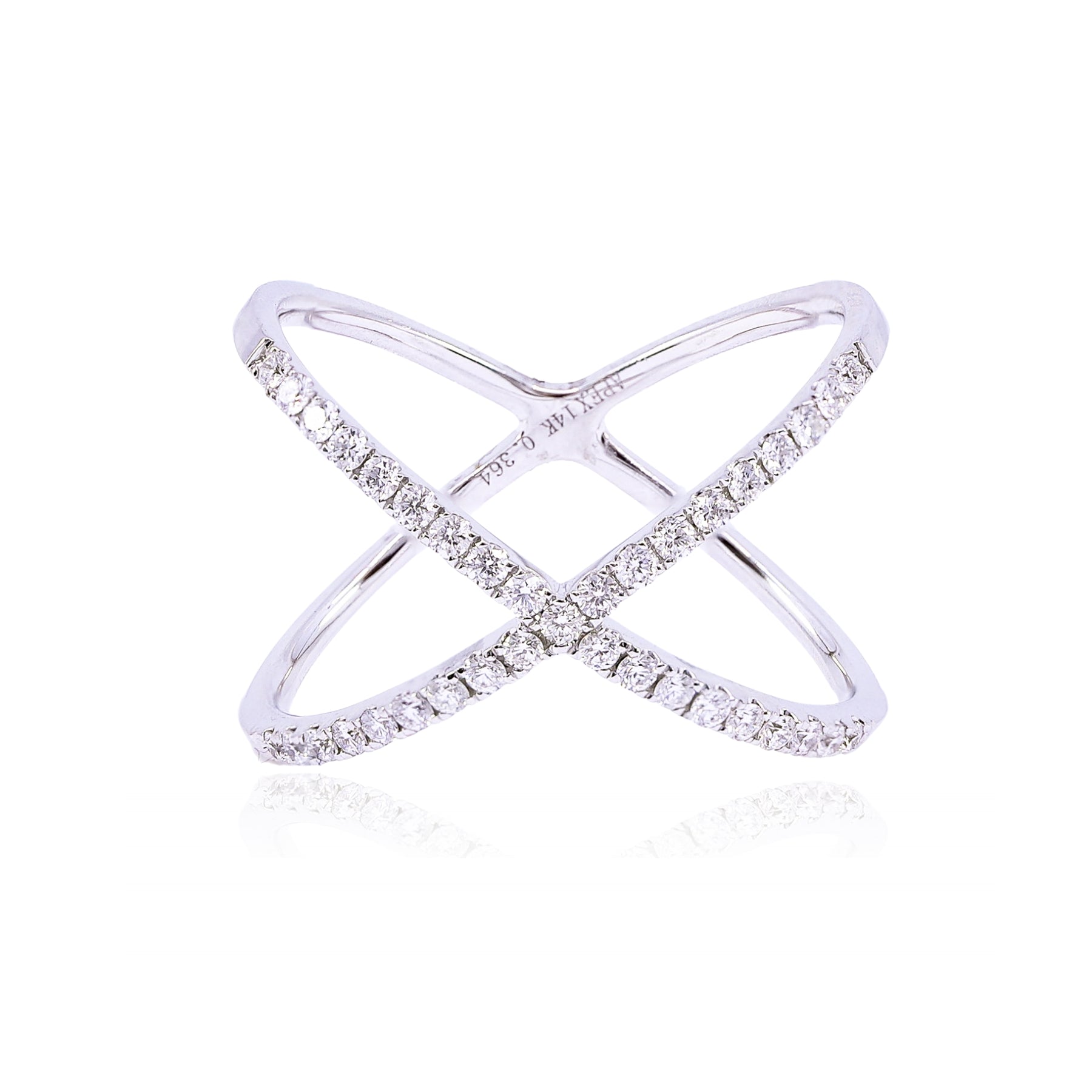 14K WHITE GOLD DIAMOND CRISS CROSS RING - 0.36CTW