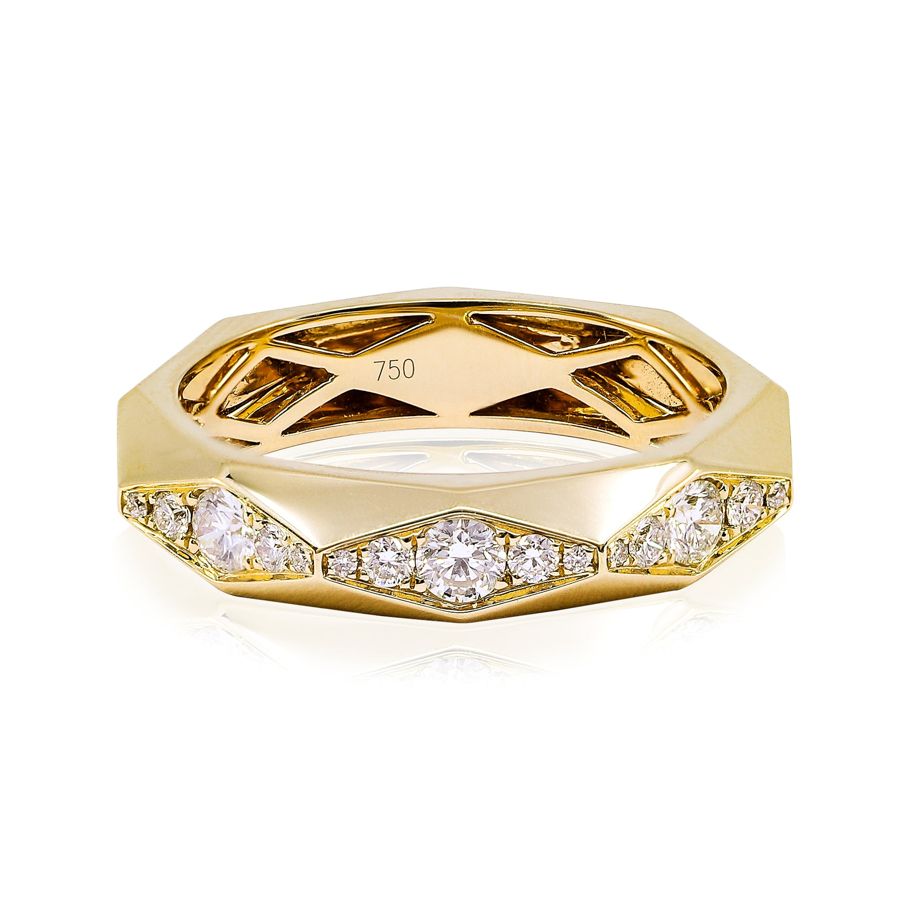 18K YELLOW GOLD 5MM CONTEMPORARY GEOMETRIC DIAMOND BAND 0.46CTW