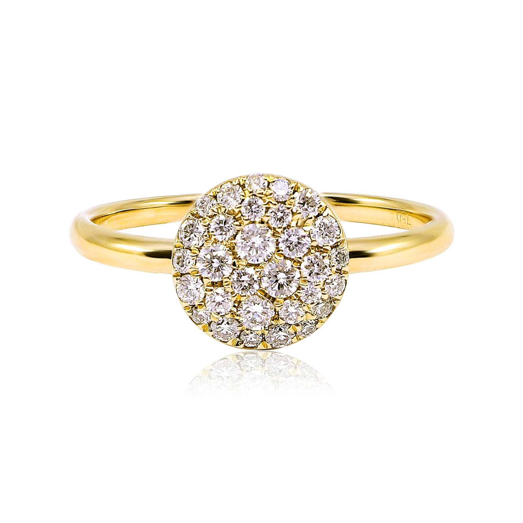 18K YELLOW GOLD PAVE DISC DIAMOND RING 0.37CTW