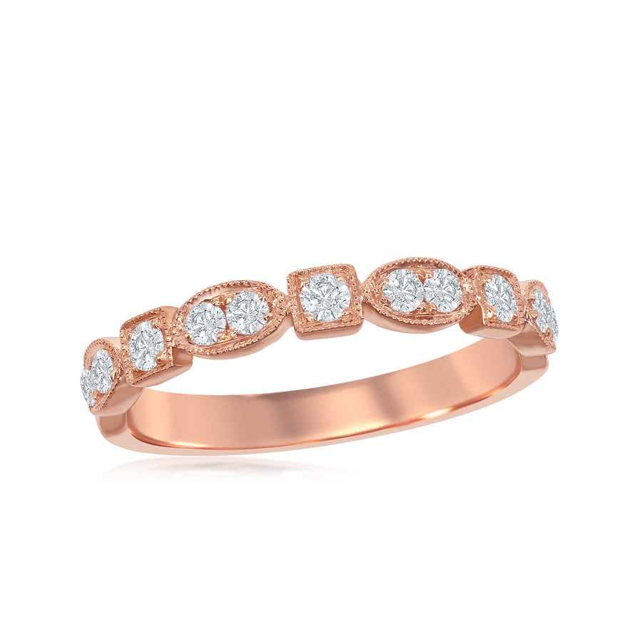 18K ROSE GOLD DIAMOND STATION RING - 0.31CTW