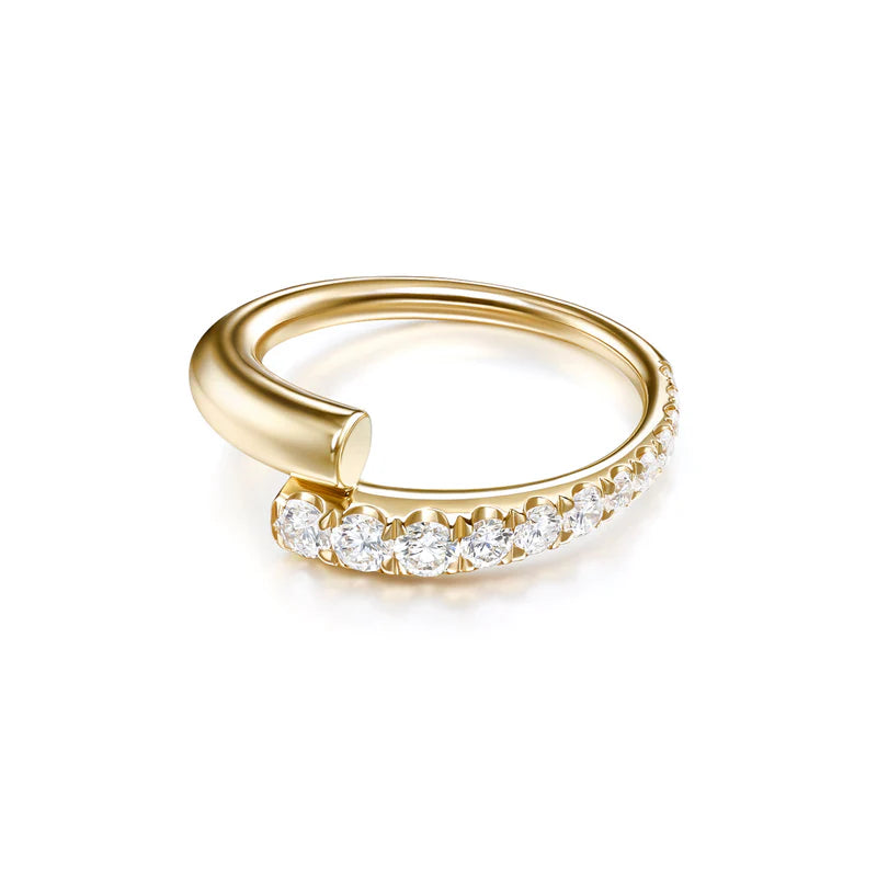 MELISSA KAYE 18K YELLOW GOLD LOLA BYPASS DIAMOND RING 0.53CTW