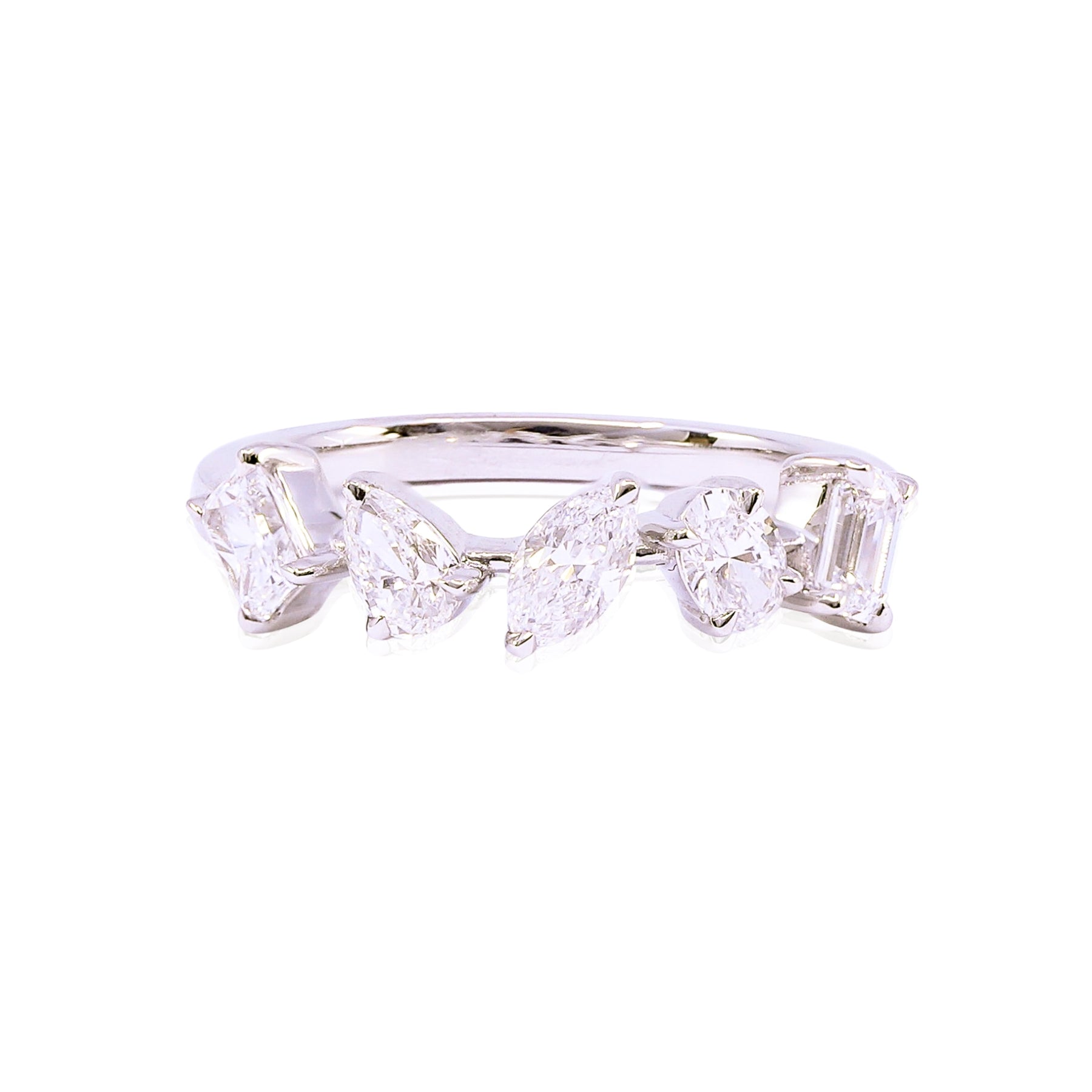 14K WHITE GOLD MIXED CUT DIAMOND BAND - 1.12CTW