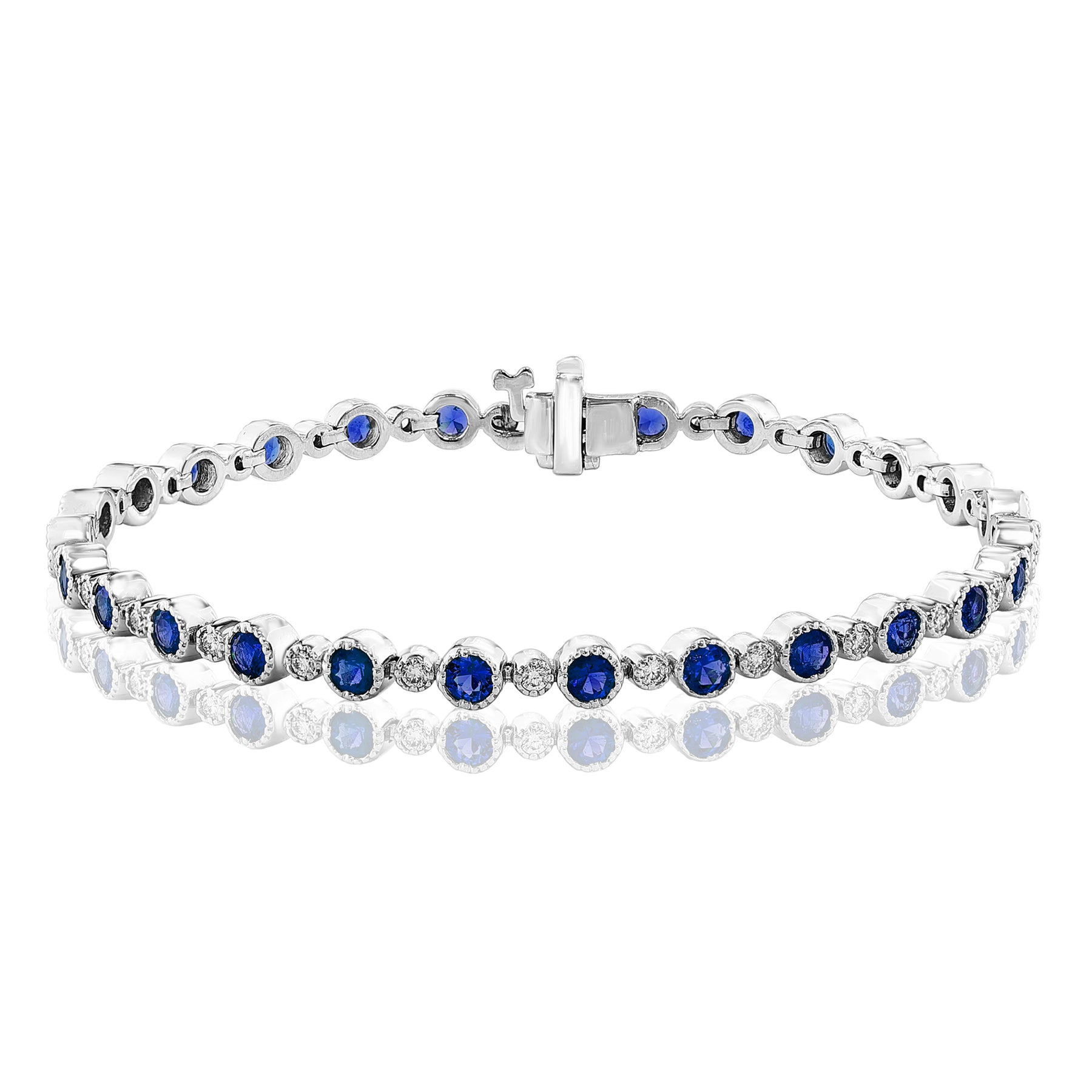 14K WHITE GOLD SAPPHIRE DIAMOND BRACELET