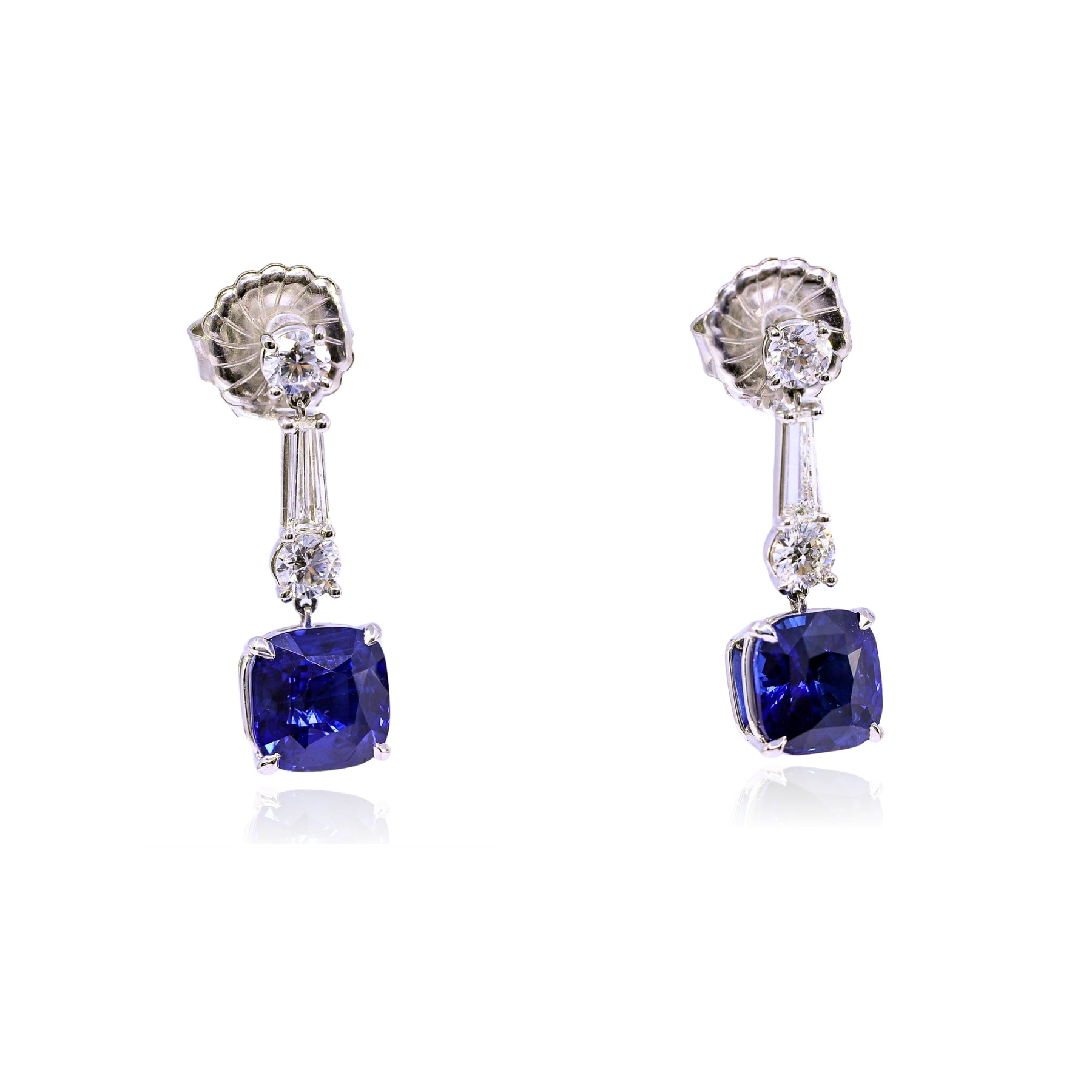 PLATINUM SAPPHIRE AND DIAMOND DROP EARRINGS