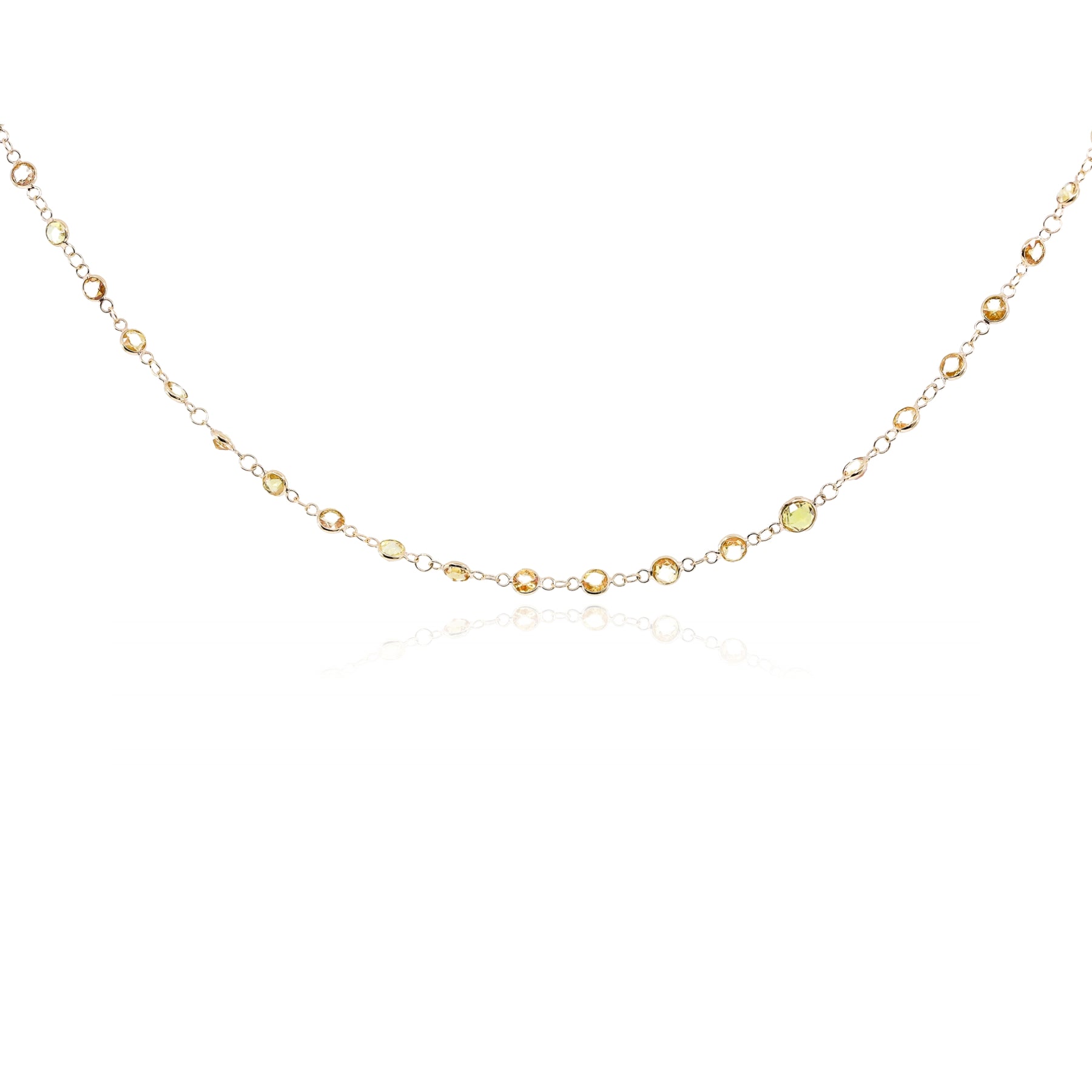 18K YELLOW GOLD YELLOW SAPPHIRE BEZEL SET NECKLACE