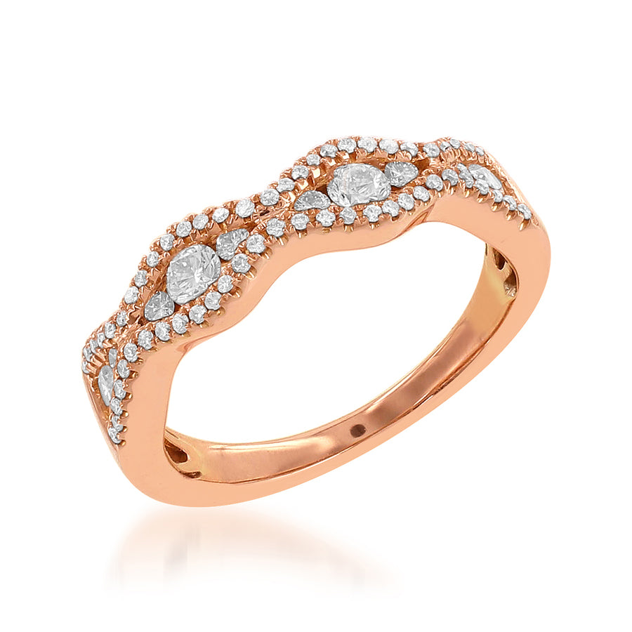 18K ROSE GOLD WAVY DIAMOND BAND - 0.59CTW