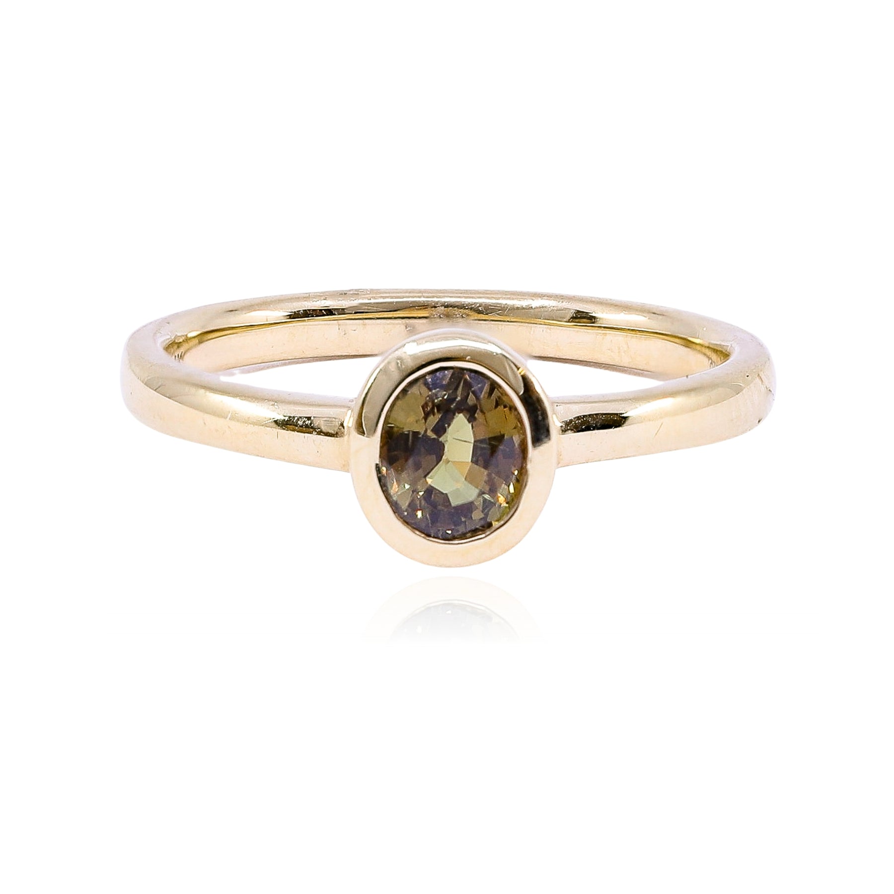 14K YELLOW GOLD ORANGE SAPPHIRE RING