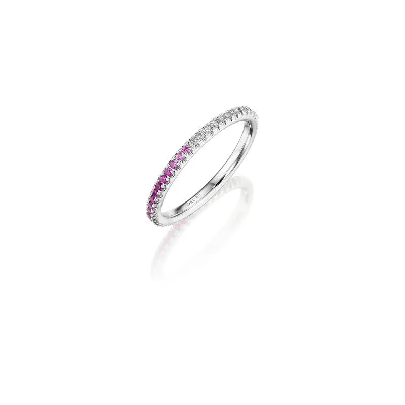 14K WHITE GOLD PINK SAPPHIRE DIAMOND ETERNITY BAND