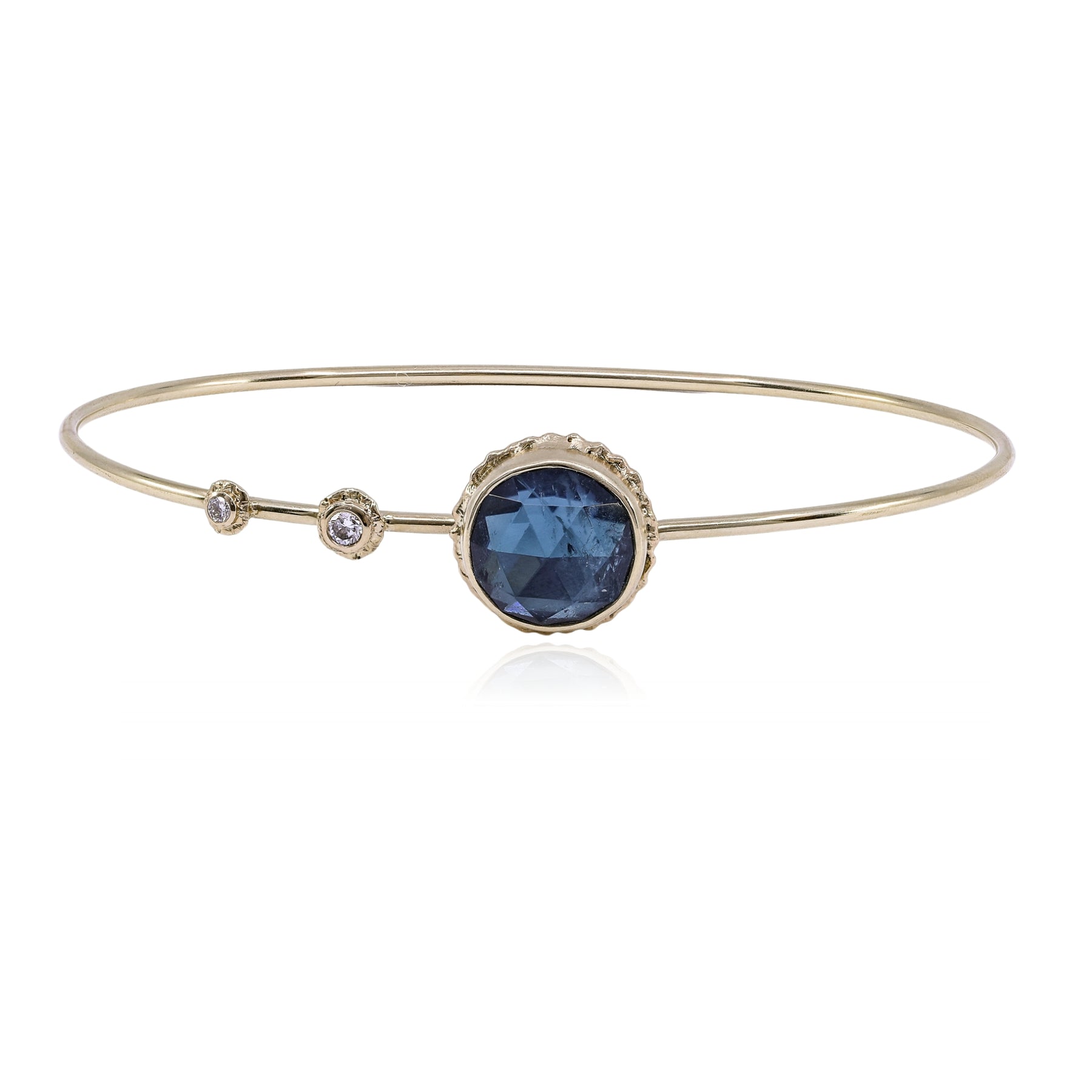 JAMIE JOSEPH 14K YELLOW GOLD INDIOLITE DIAMOND BANGLE BRACELET