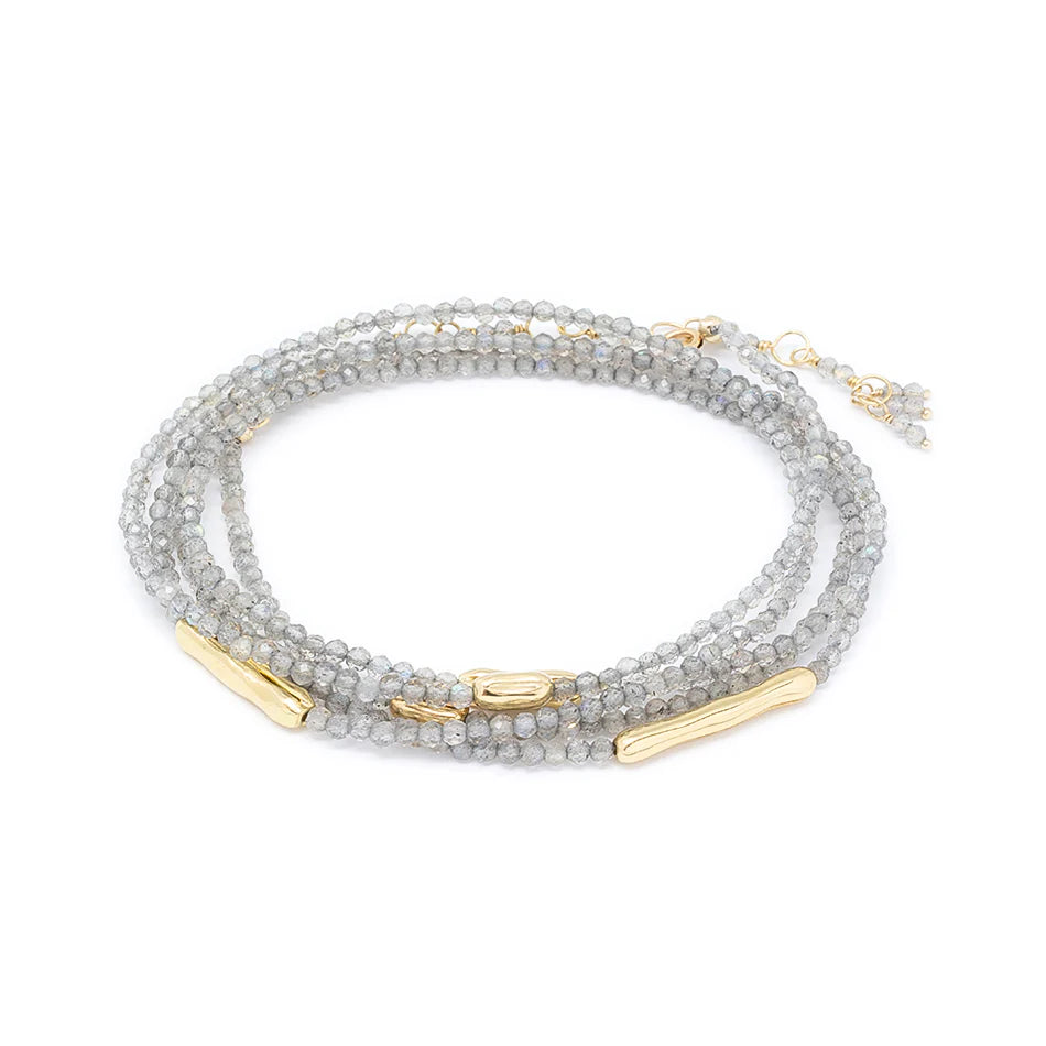 Anne Sportun 18K yellow gold 34inch tied labradorite wrap bracelet