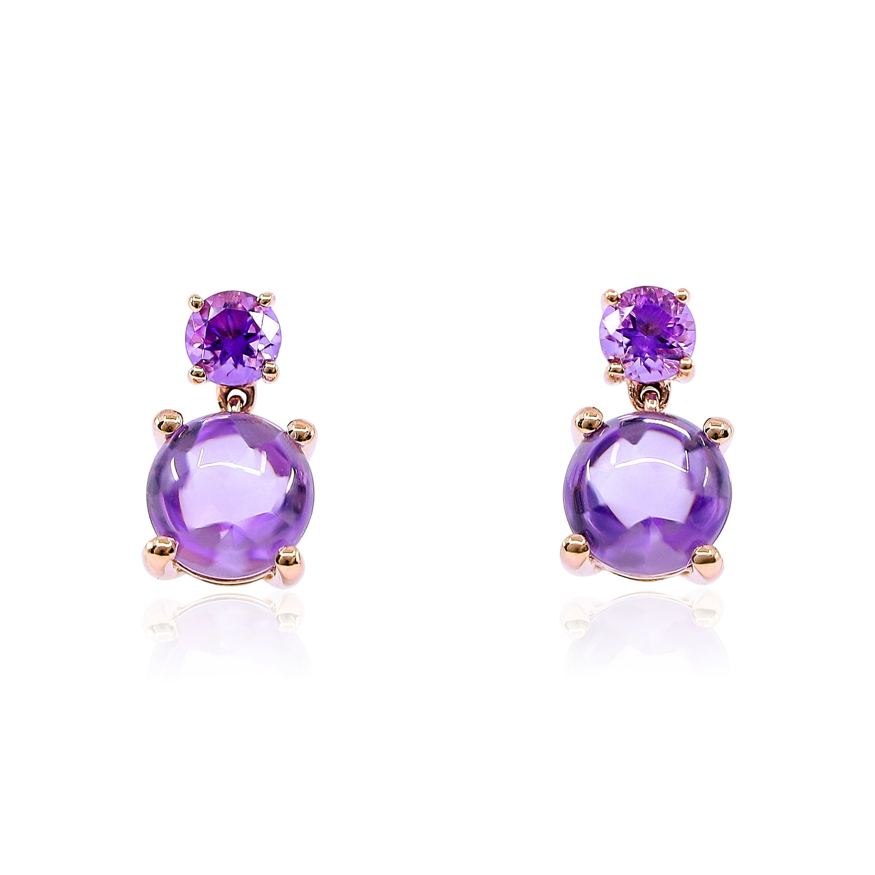 18K ROSE GOLD AMETHYST DROP EARRINGS