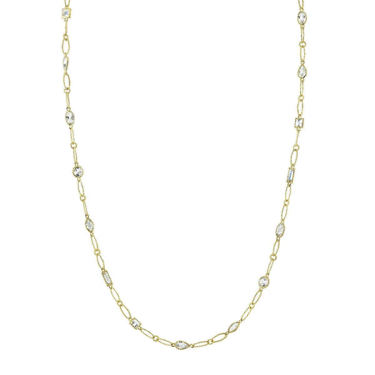 SLOANE STREET 18K YELLOW GOLD MIXED CUT WHITE TOPAZ NECKLACE