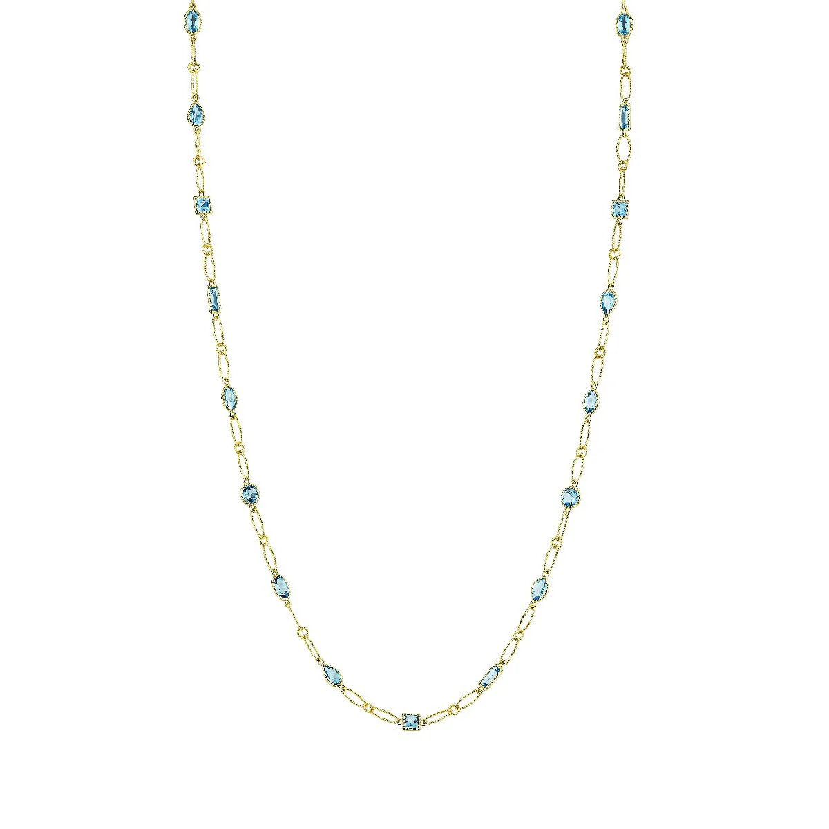 SLOANE STREET 18K YELLOW GOLD SWISS BLUE TOPAZ NECKLACE