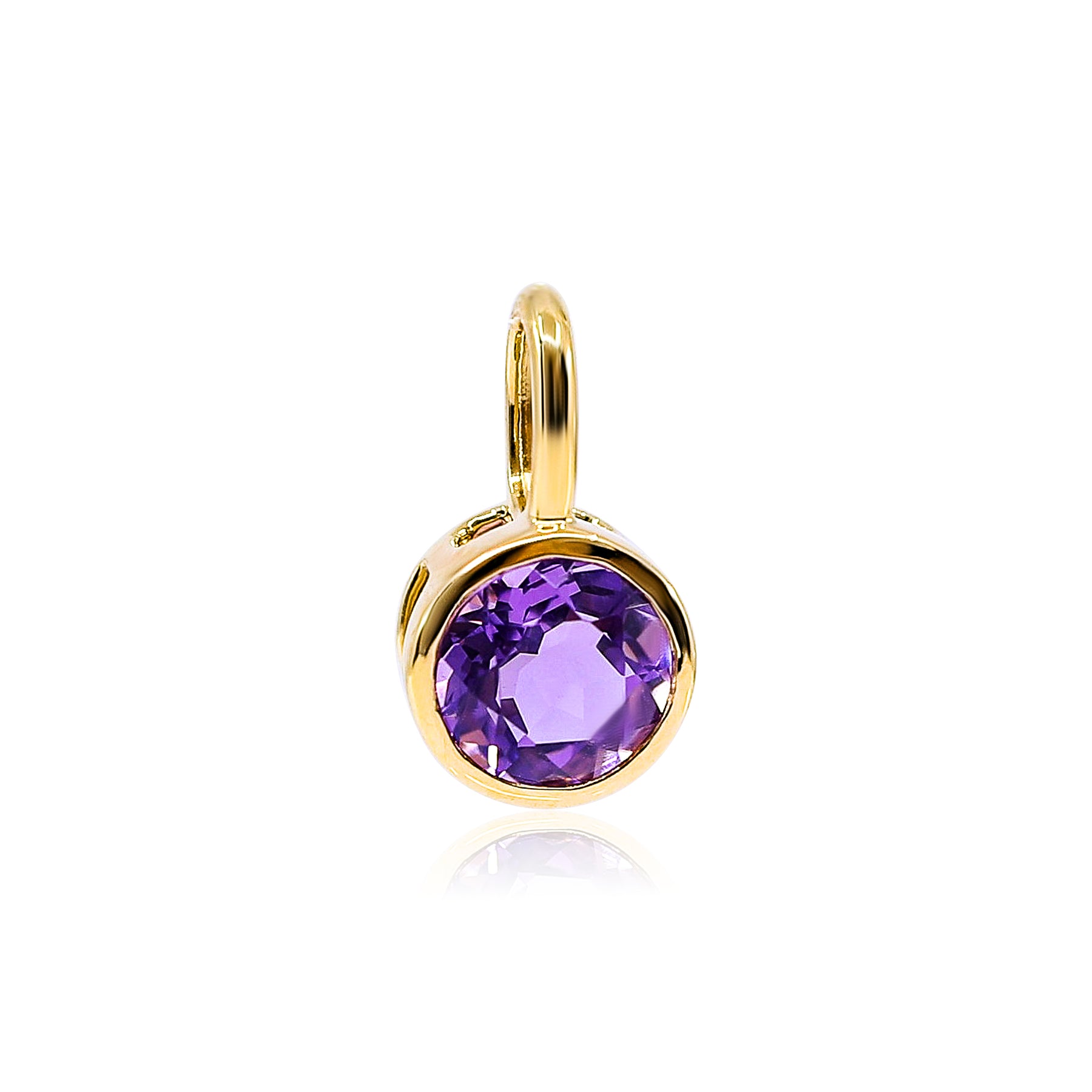 18K YELLOW GOLD ROUND FACETED AMETHYST PENDANT