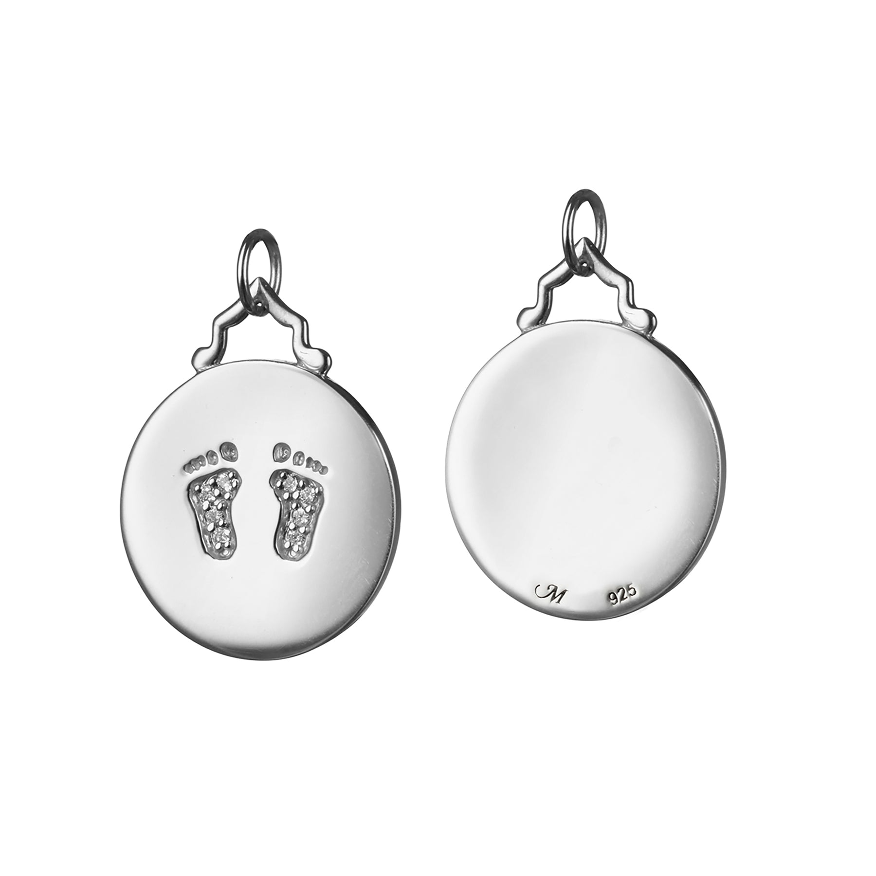 MONICA RICH KOSANN STERLING SILVER WHITE SAPPHIRE BABY FEET CHARM