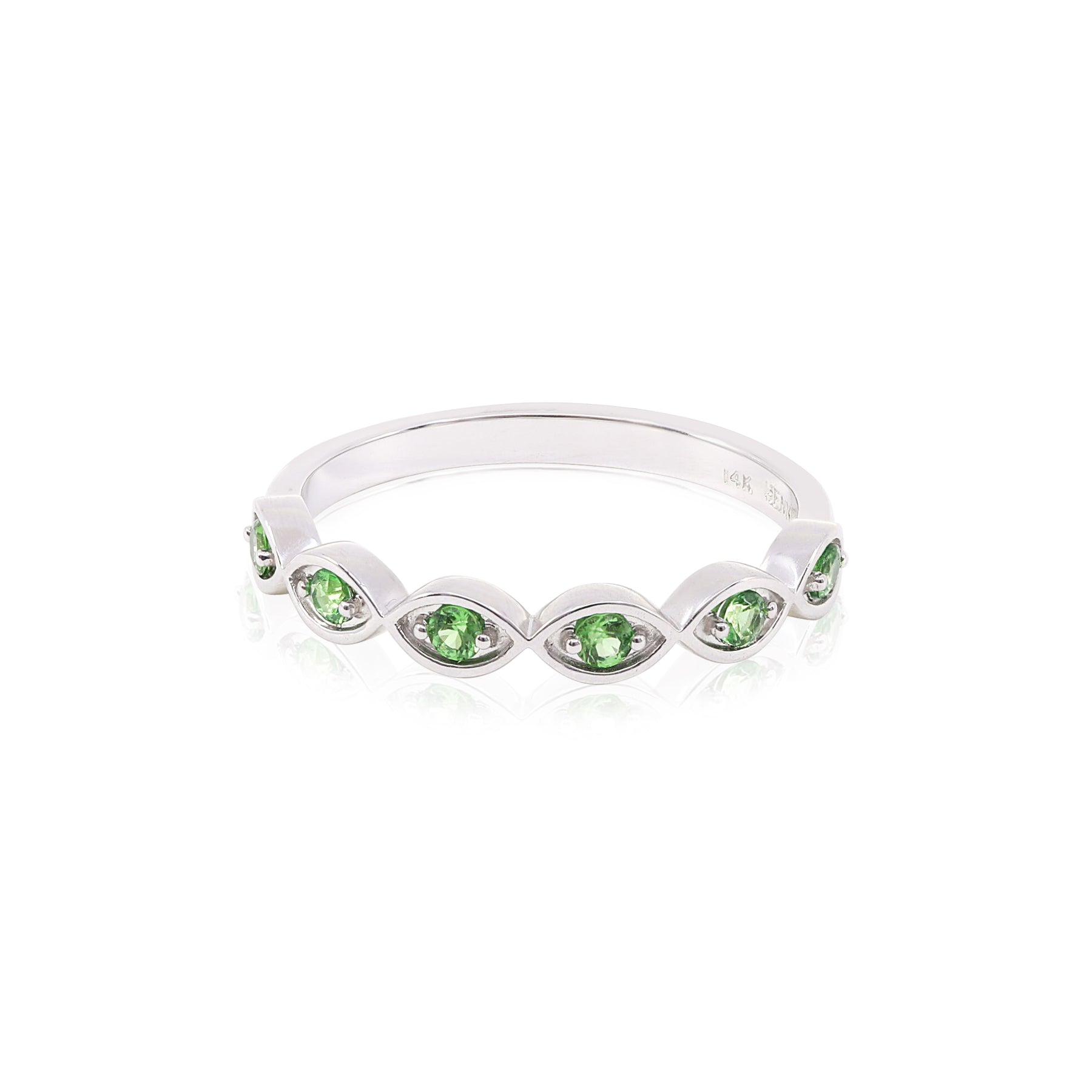 14K WHITE GOLD MARQUISE TSAVORITE GARNET RING