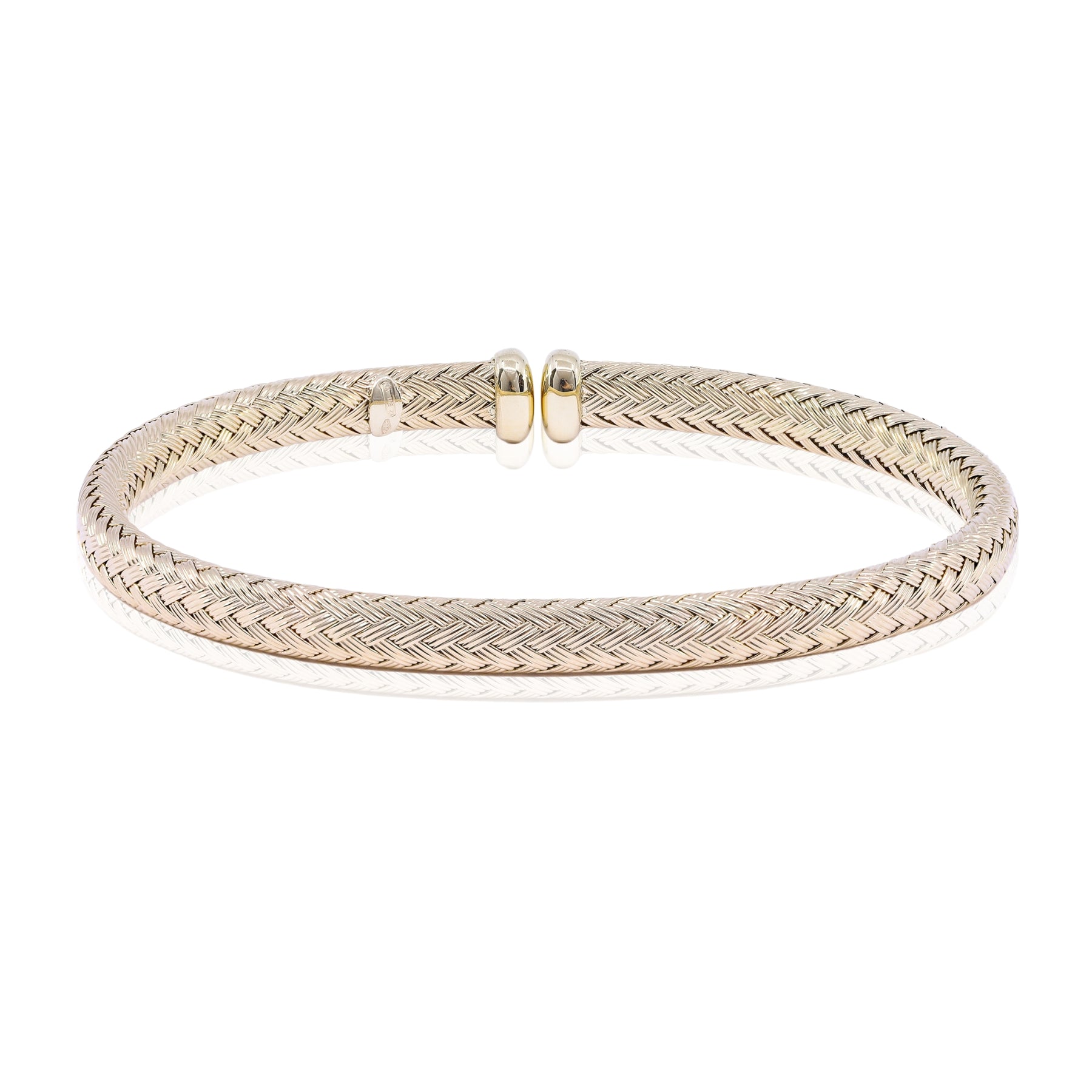 18K YELLOW GOLD BRAIDED BANGLE BRACELET