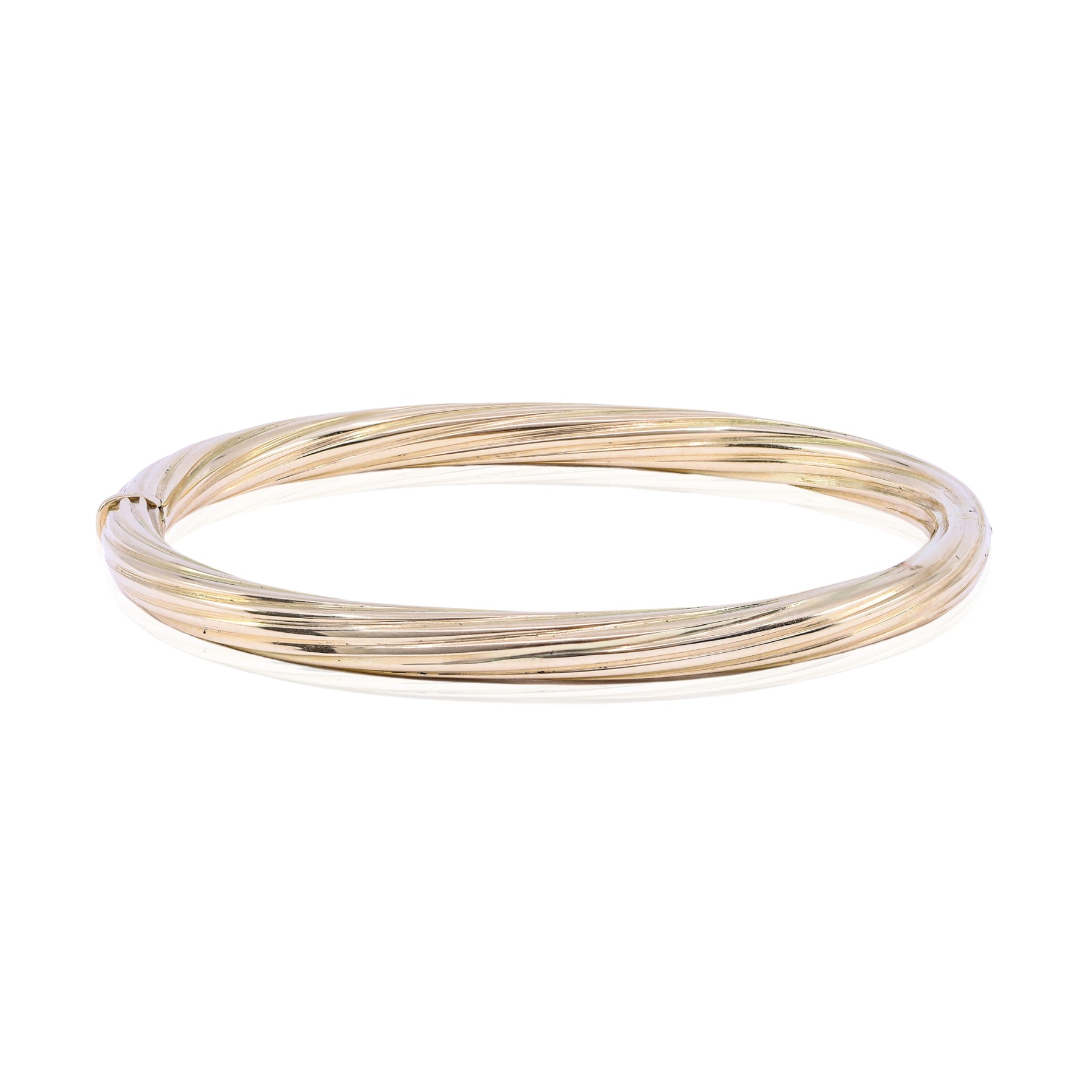 18K YELLOW GOLD TWISTED TUBE BANGLE BRACELET