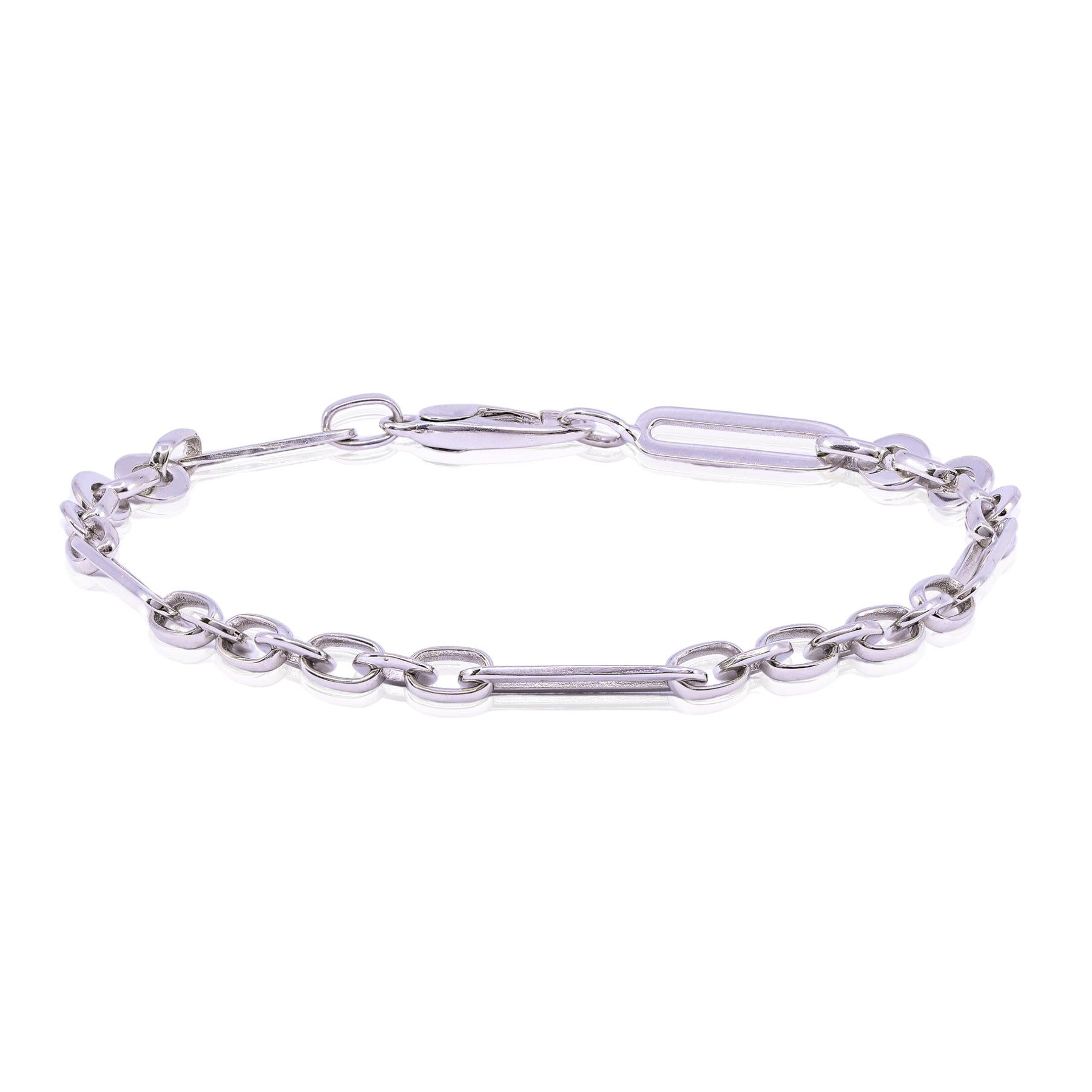 LUIGI TAVANTI 18K WHITE GOLD OVAL LINK BRACELET