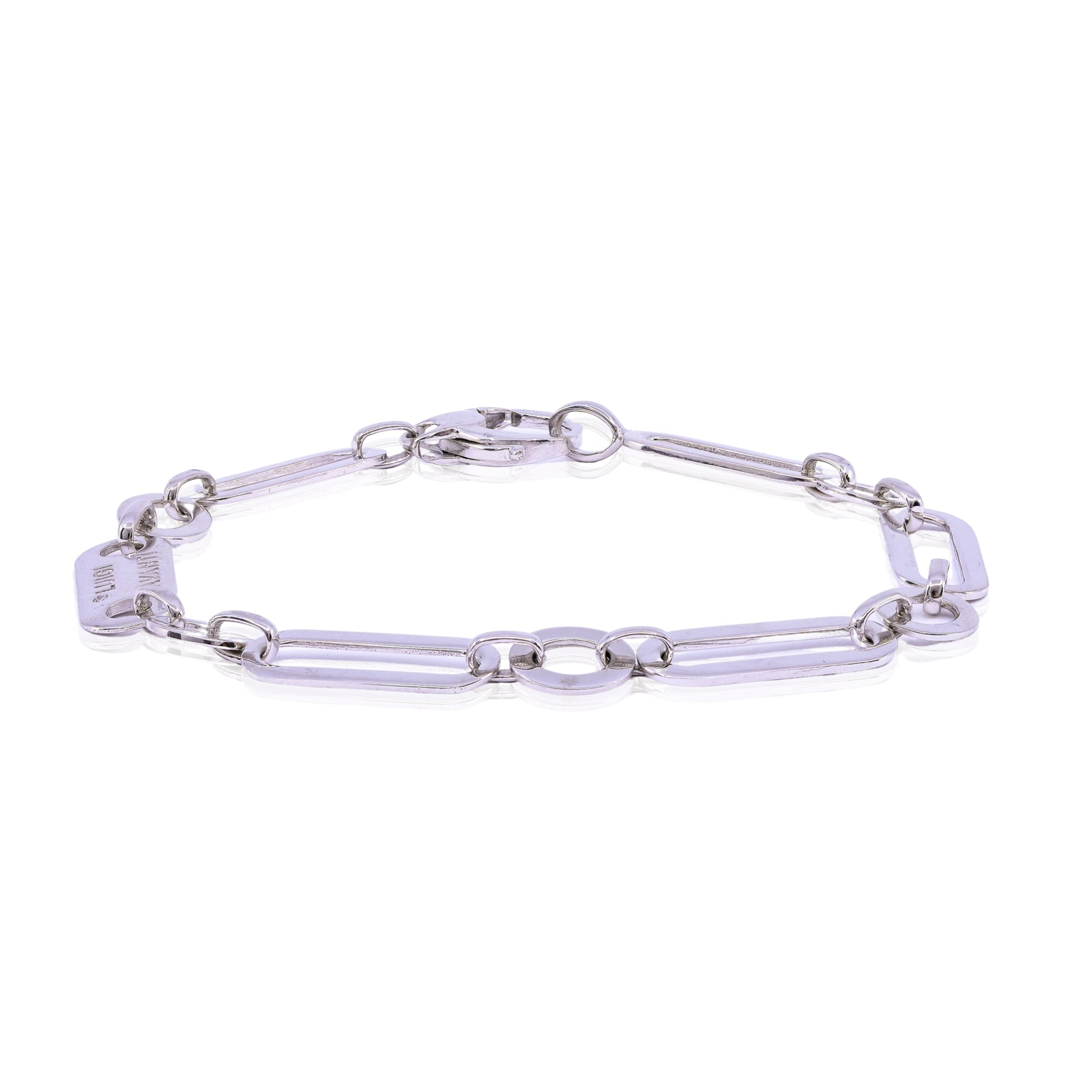 LUIGI TAVANTI 18K WHITE GOLD FLAT OVAL LINK BRACELET