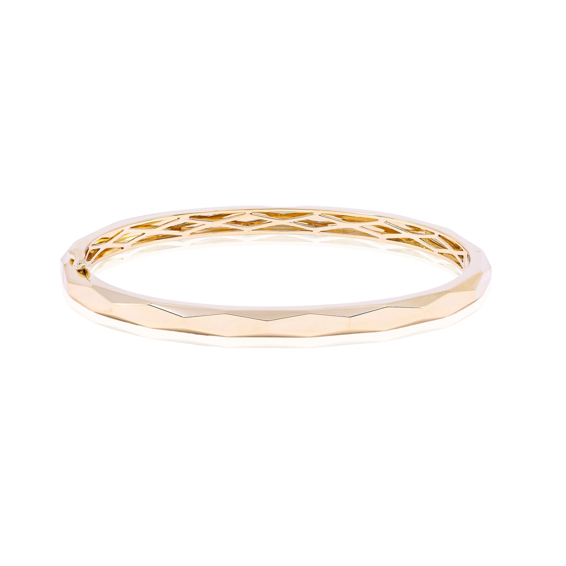 18K YELLOW GOLD FACETED BANGLE BRACELET 