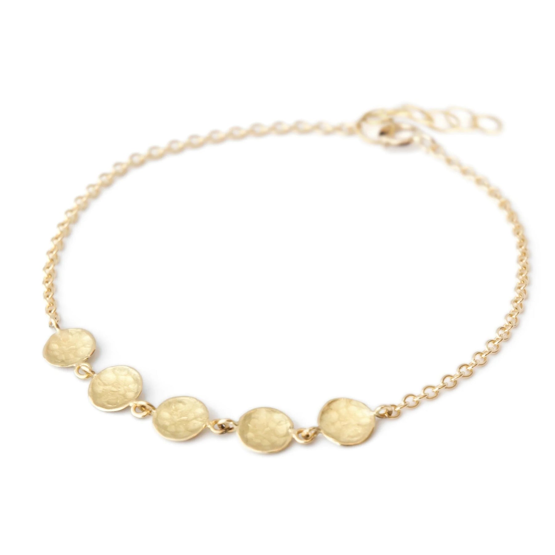 ANNE SPORTUN 18K YELLOW GOLD SATIN HAMMERED DISC BRACELET